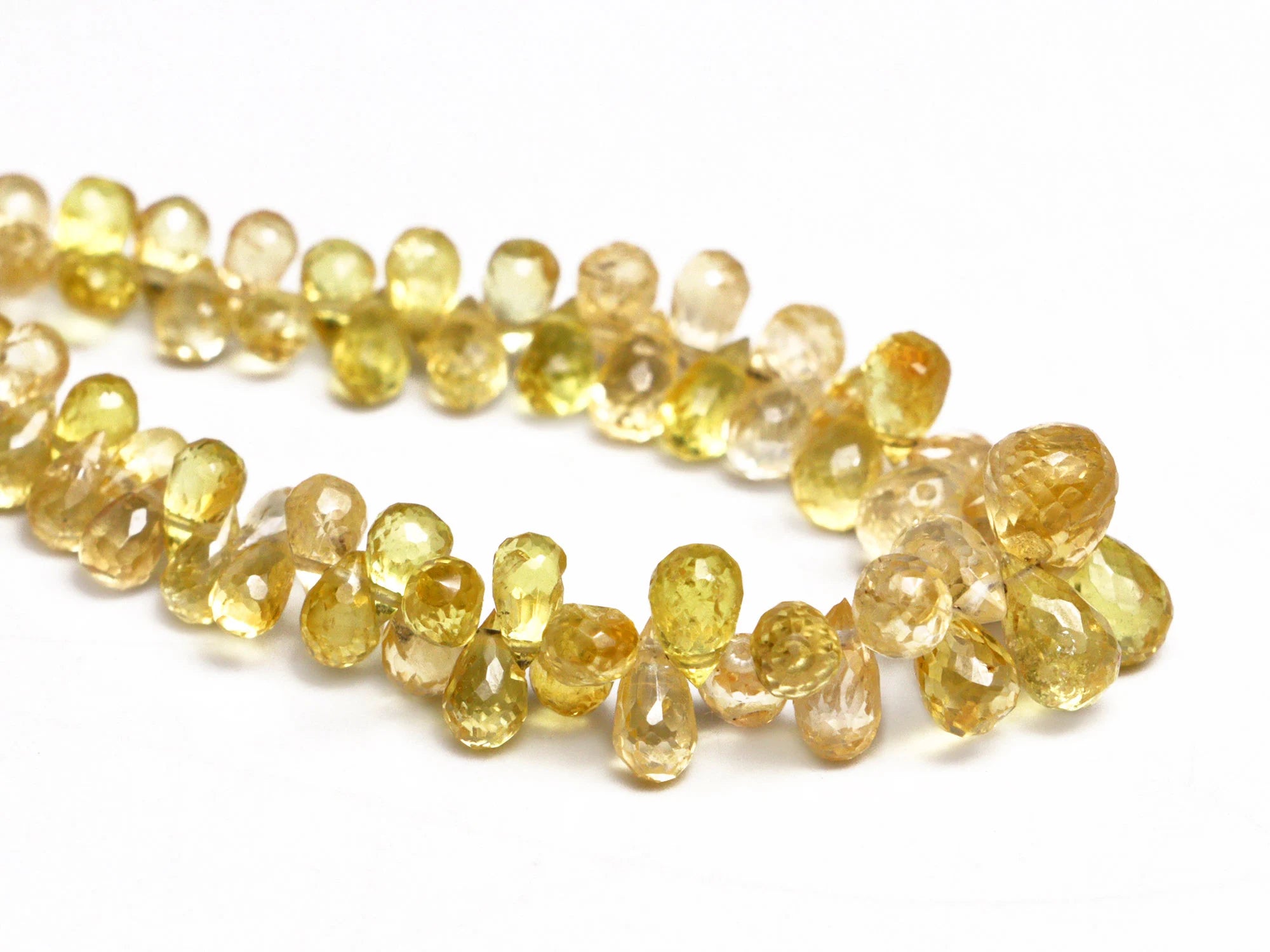 Yellow Sapphire Faceted Drops Beads, 2x3 mm To 5x7 mm, Yellow Sapphire Briolette Drops, Sapphire Jewelry Making Gemstone Drops