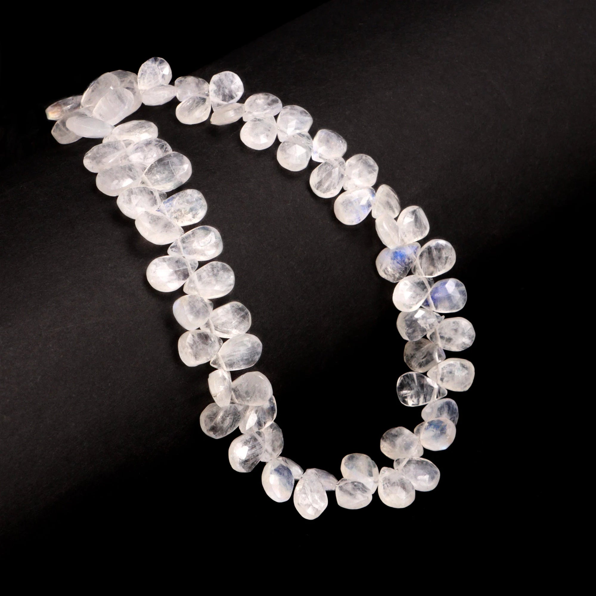 Natural Rainbow Moonstone Faceted Pears Beads, 8 Inch Strand, (SKU070)