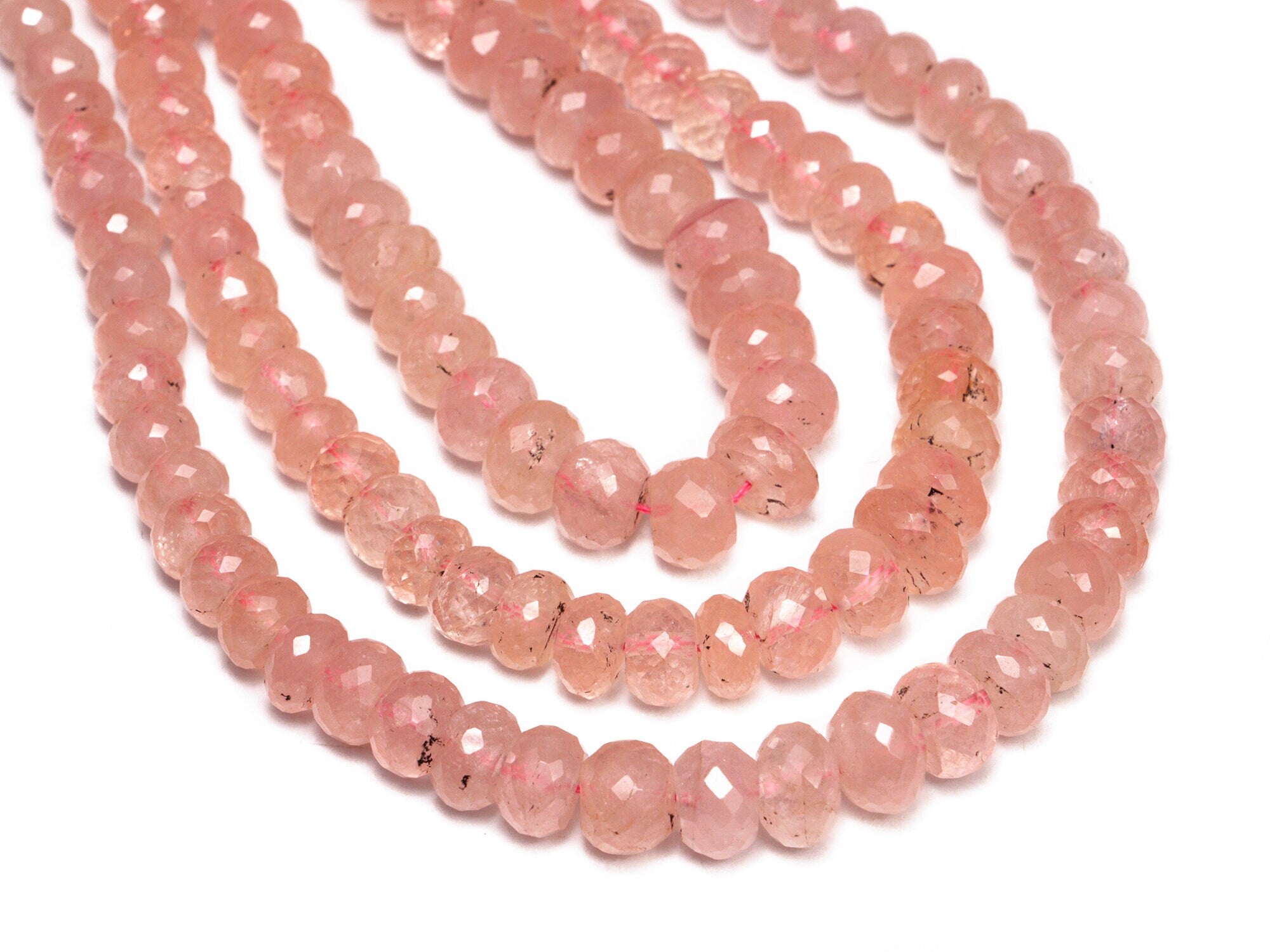 Natural Peach Morganite Faceted Rondelle Beads, Morganite Rondelle Beads, Peach Morganite Jewelry Making Gemstone Beads, 16 Inch