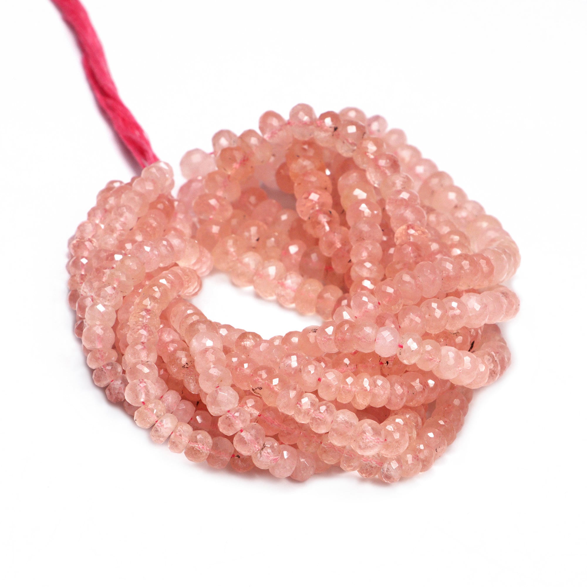 Natural Peach Morganite Faceted Rondelle Beads, Morganite Rondelle Beads, Peach Morganite Jewelry Making Gemstone Beads, 16 Inch