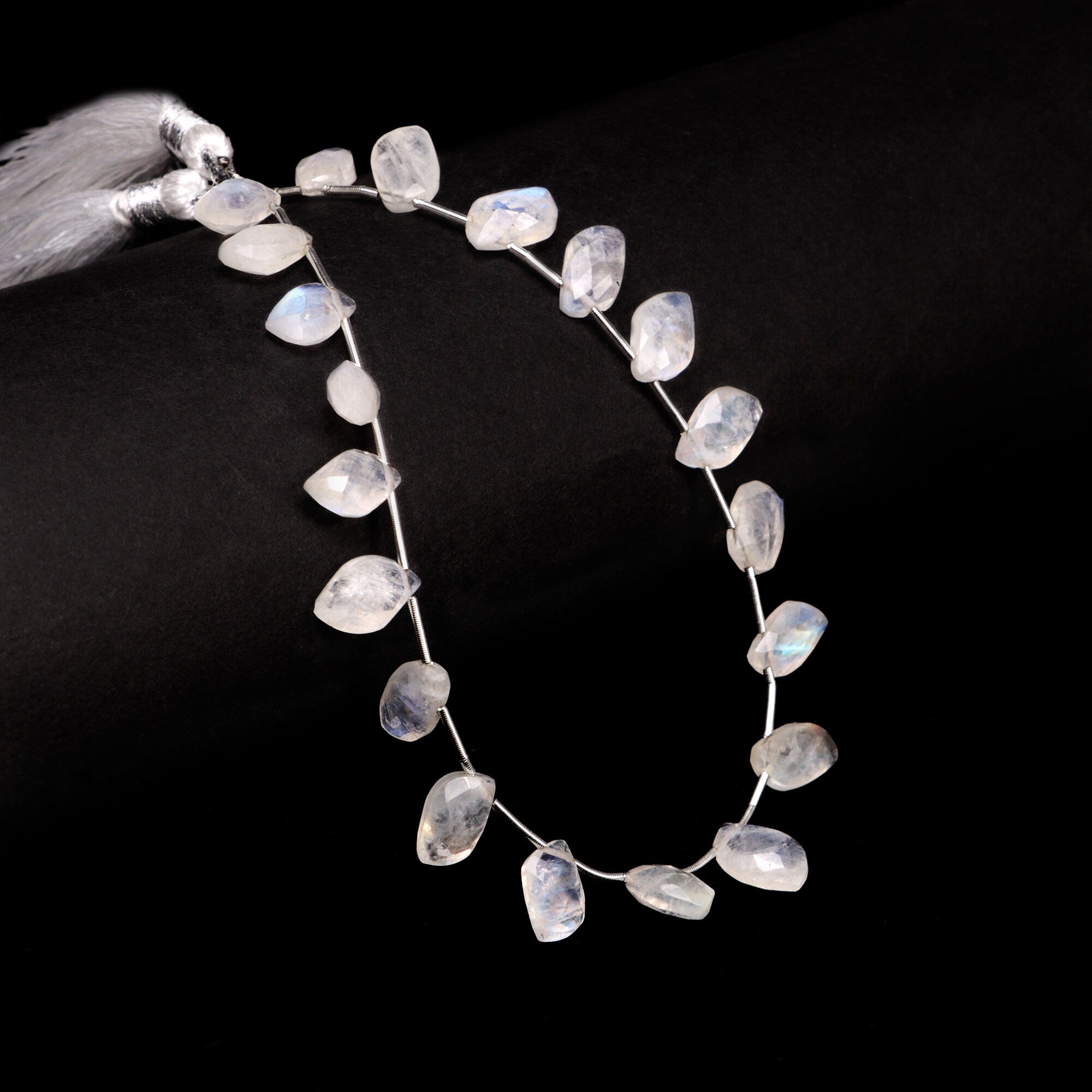 Natural Rainbow Moonstone Beads, Faceted Leaf Shape Gemstone Beads, Moonstone Jewelry, (SKU060)