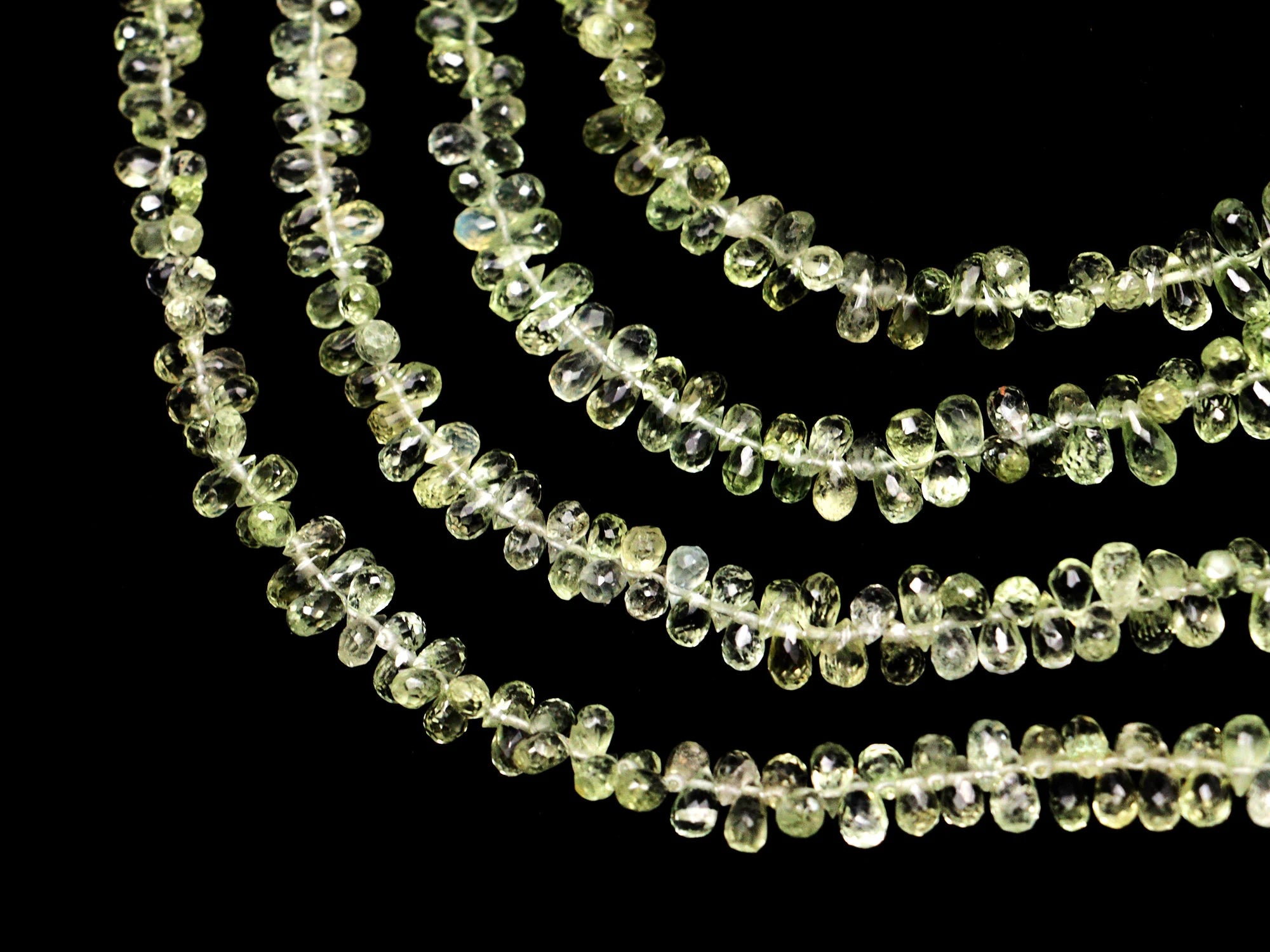 Green Sapphire Faceted Drops Beads, 2x3 mm To 3.5x5.5 mm, Green Sapphire Briolette Drops, Sapphire Jewelry Making Gemstone Beads (SKU 2139)