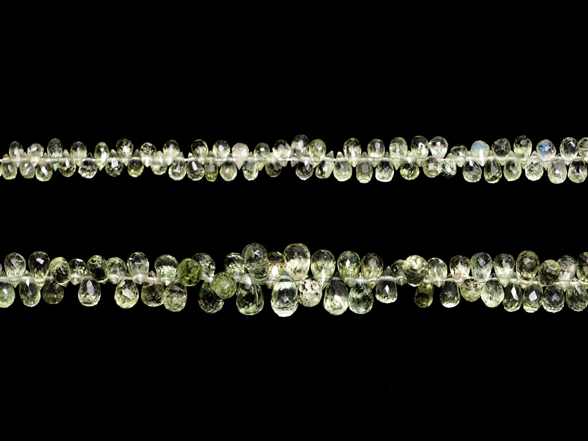 Green Sapphire Faceted Drops Beads, 2x3 mm To 3.5x5.5 mm, Green Sapphire Briolette Drops, Sapphire Jewelry Making Gemstone Beads (SKU 2139)