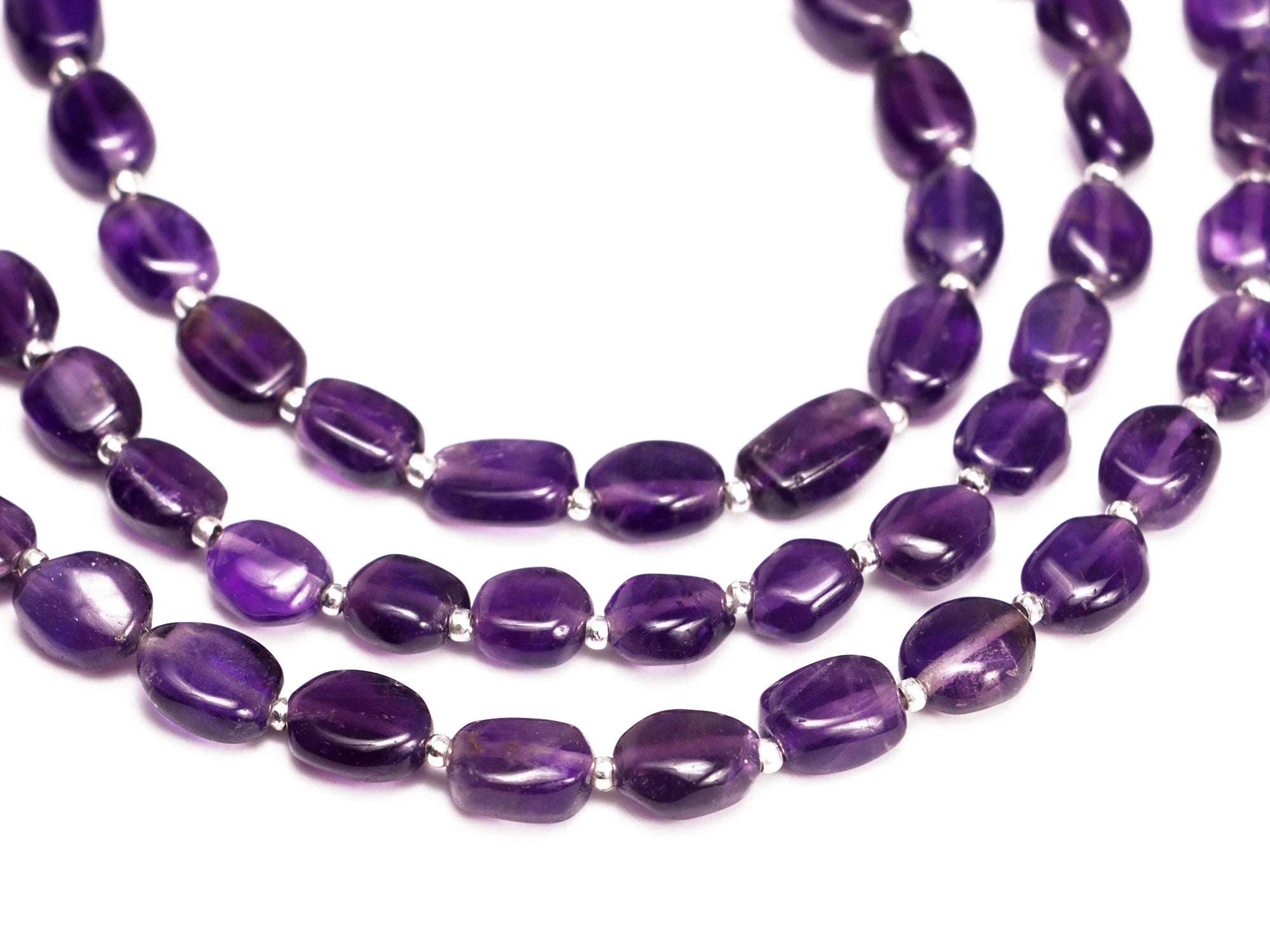 8 Inches Amethyst Natural Smooth Oval Beads, Purple Amethyst Oval Beads, Amethyst Oval Nuggets, Amethyst Jewelry Making Gemstone, (SKU037)