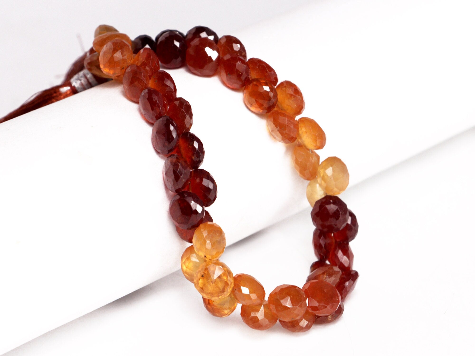 Natural Hessonite Faceted Onion Beads (SKU035)