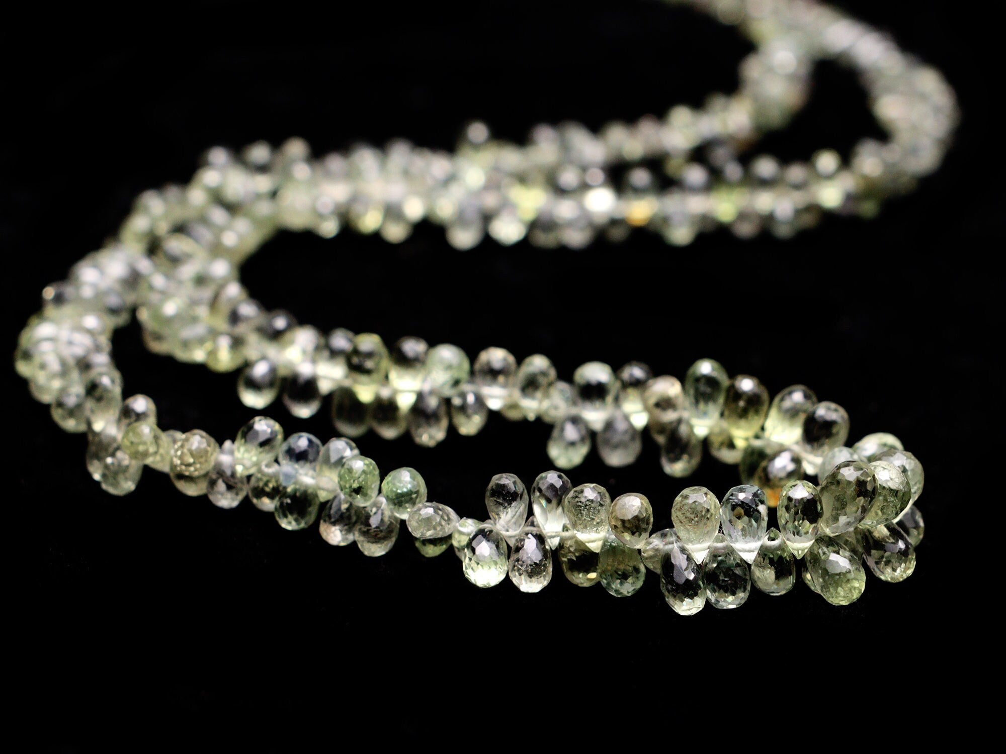 Light Green Sapphire Faceted Drops Beads, 2x3 mm To 5.5x8.5 mm, Green Sapphire Teardrops, Green Sapphire Jewelry Making Gemstone
