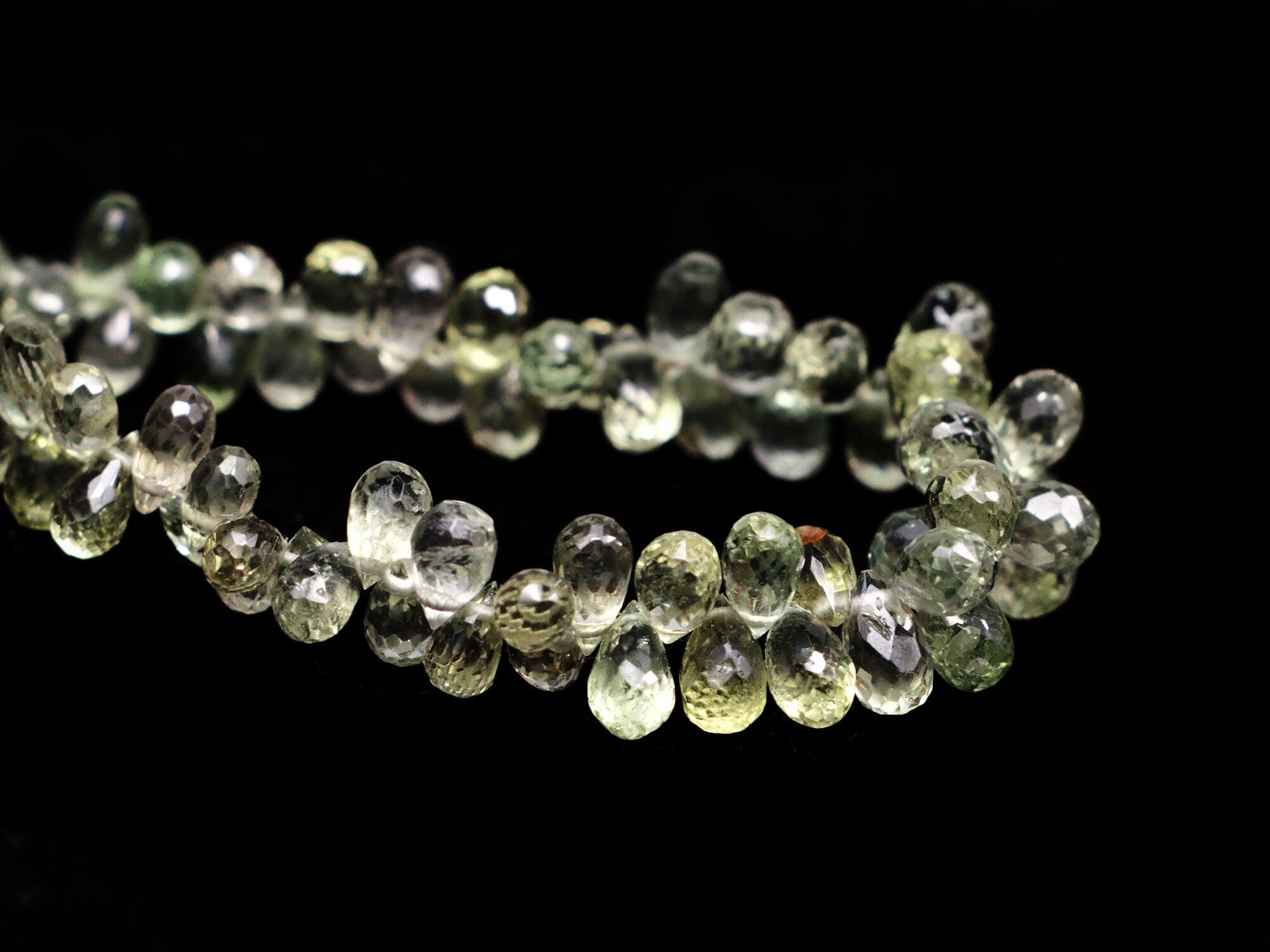 Light Green Sapphire Faceted Drops Beads, 2x3 mm To 5.5x8.5 mm, Green Sapphire Teardrops, Green Sapphire Jewelry Making Gemstone