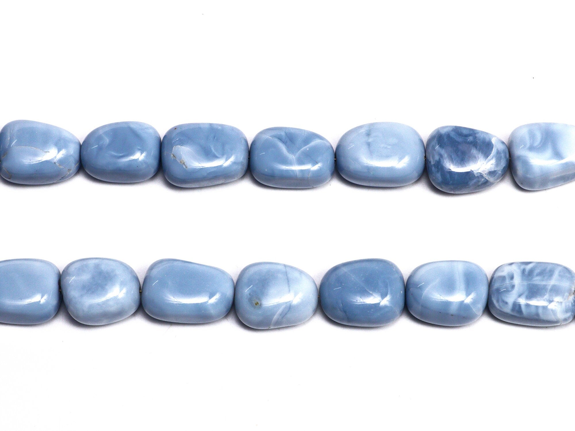 Natural Blue Opal Smooth Nuggets Beads, 9x13 mm To 12x15 mm, Blue Opal Tumble Beads, Blue Opal Jewelry Making Gemstone Beads