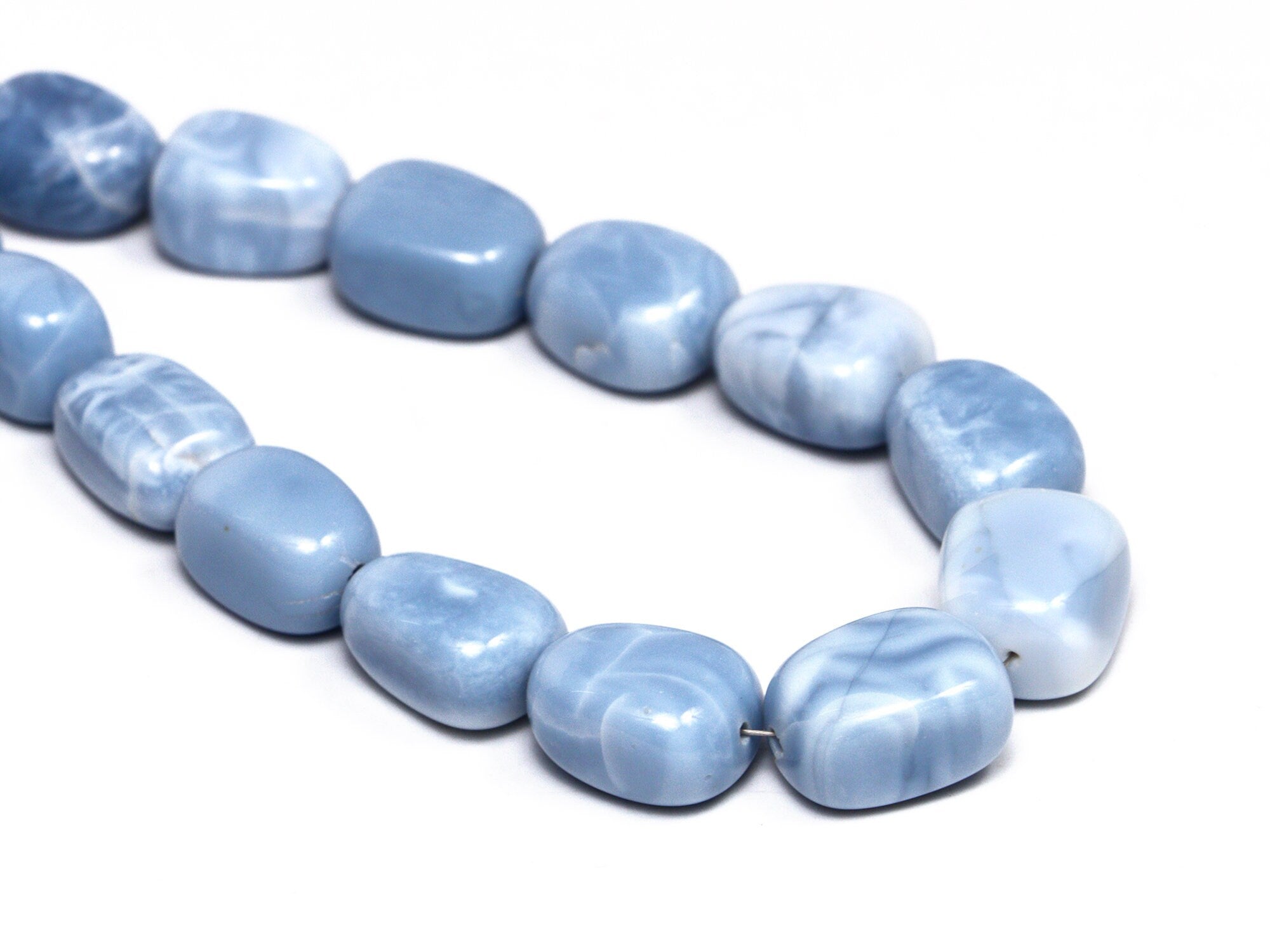Natural Blue Opal Smooth Nuggets Beads, 9x13 mm To 12x15 mm, Blue Opal Tumble Beads, Blue Opal Jewelry Making Gemstone Beads