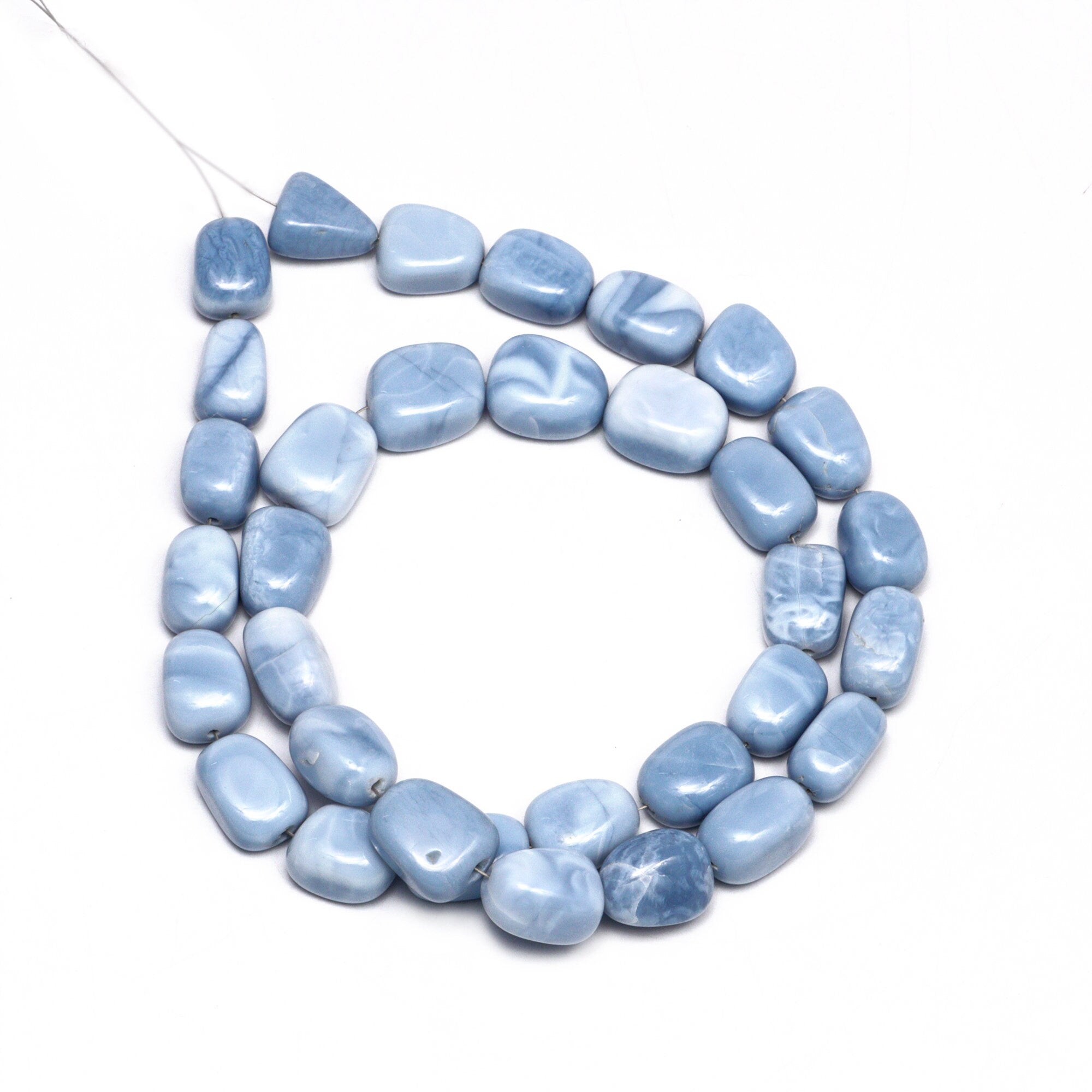 Natural Blue Opal Smooth Nuggets Beads, 9x13 mm To 12x15 mm, Blue Opal Tumble Beads, Blue Opal Jewelry Making Gemstone Beads