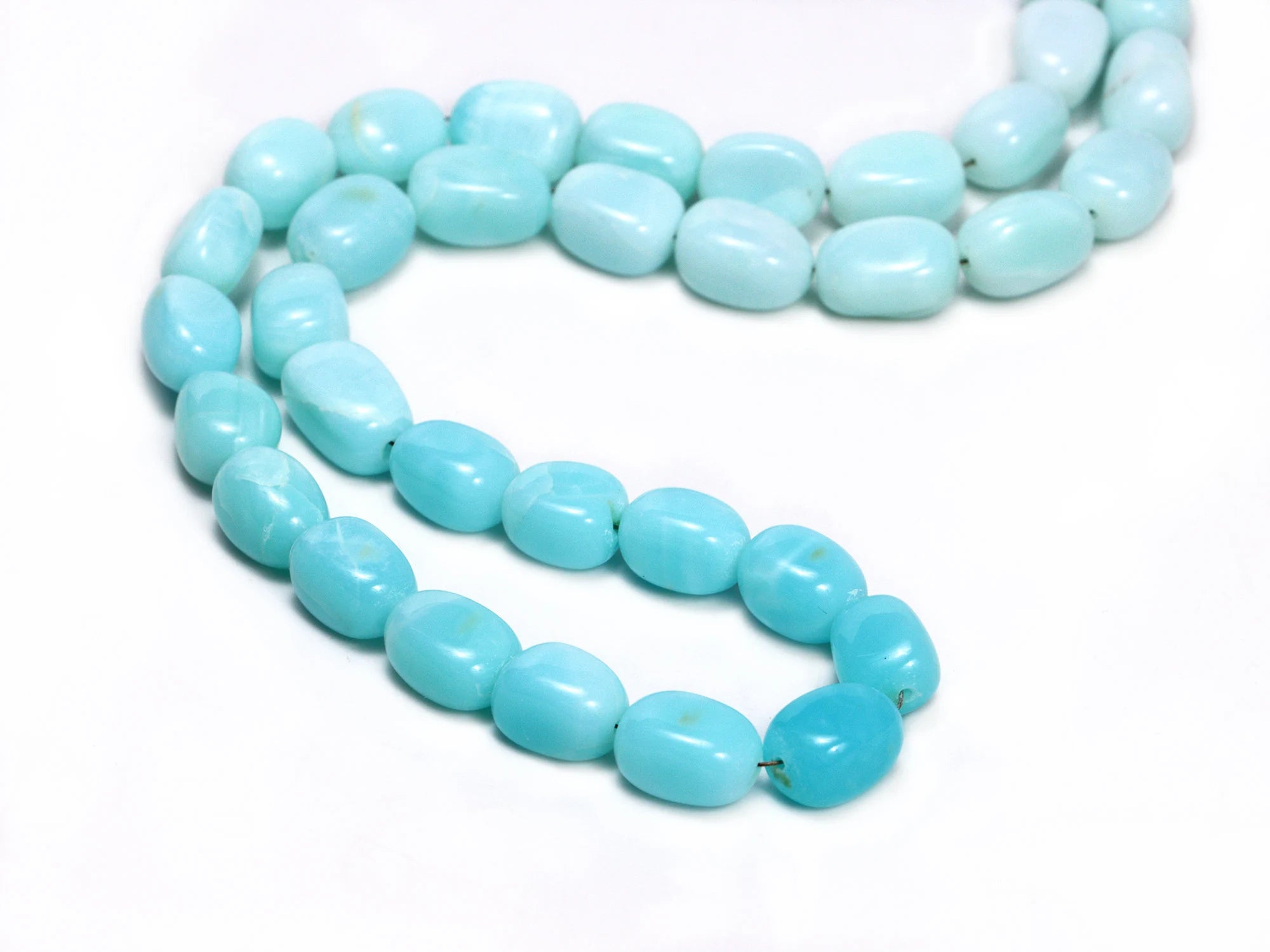 Blue Opal Smooth Nuggets Beads, 8.5x12.5 mm To 9.5x14.5 mm, Blue Opal Tumble, Blue Opal Jewelry Making Gemstone Beads, 18 Inches