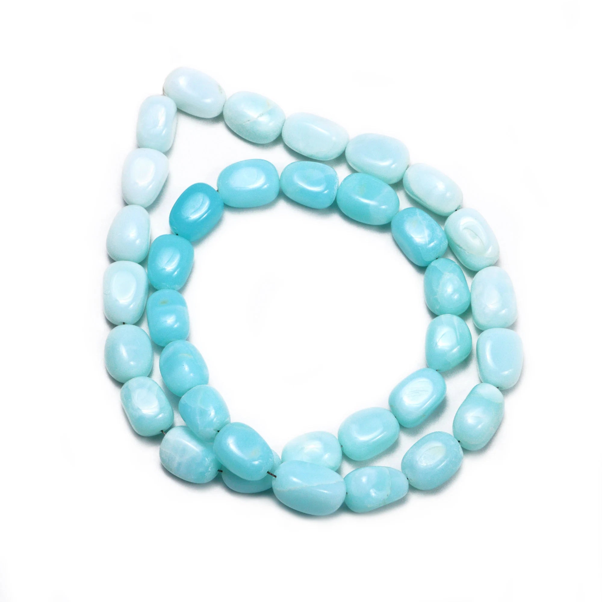 Blue Opal Smooth Nuggets Beads, 8.5x12.5 mm To 9.5x14.5 mm, Blue Opal Tumble, Blue Opal Jewelry Making Gemstone Beads, 18 Inches