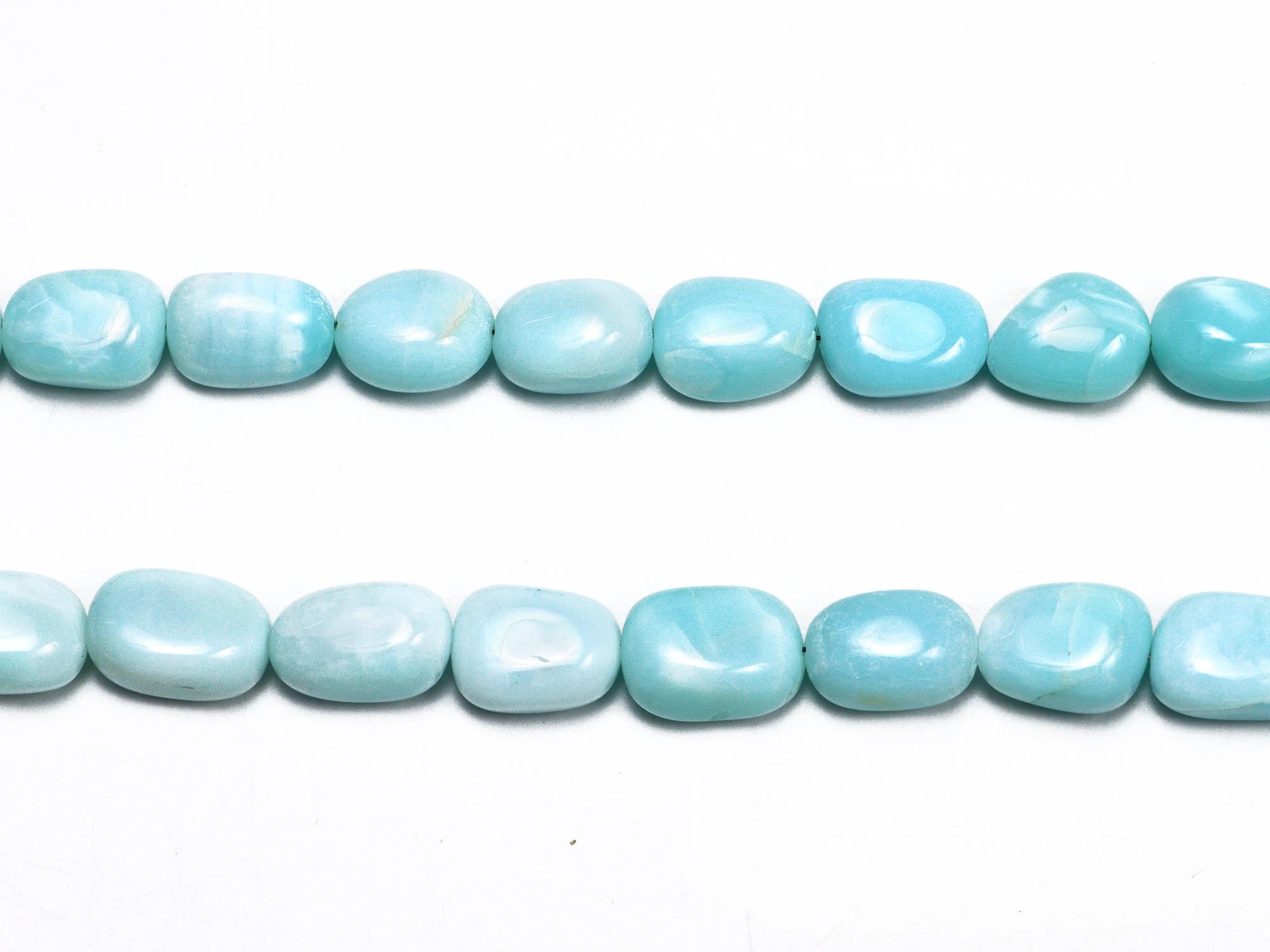 Blue Opal Smooth Nuggets Beads, 8.5x12.5 mm To 9.5x14.5 mm, Blue Opal Tumble, Blue Opal Jewelry Making Gemstone Beads, 18 Inches