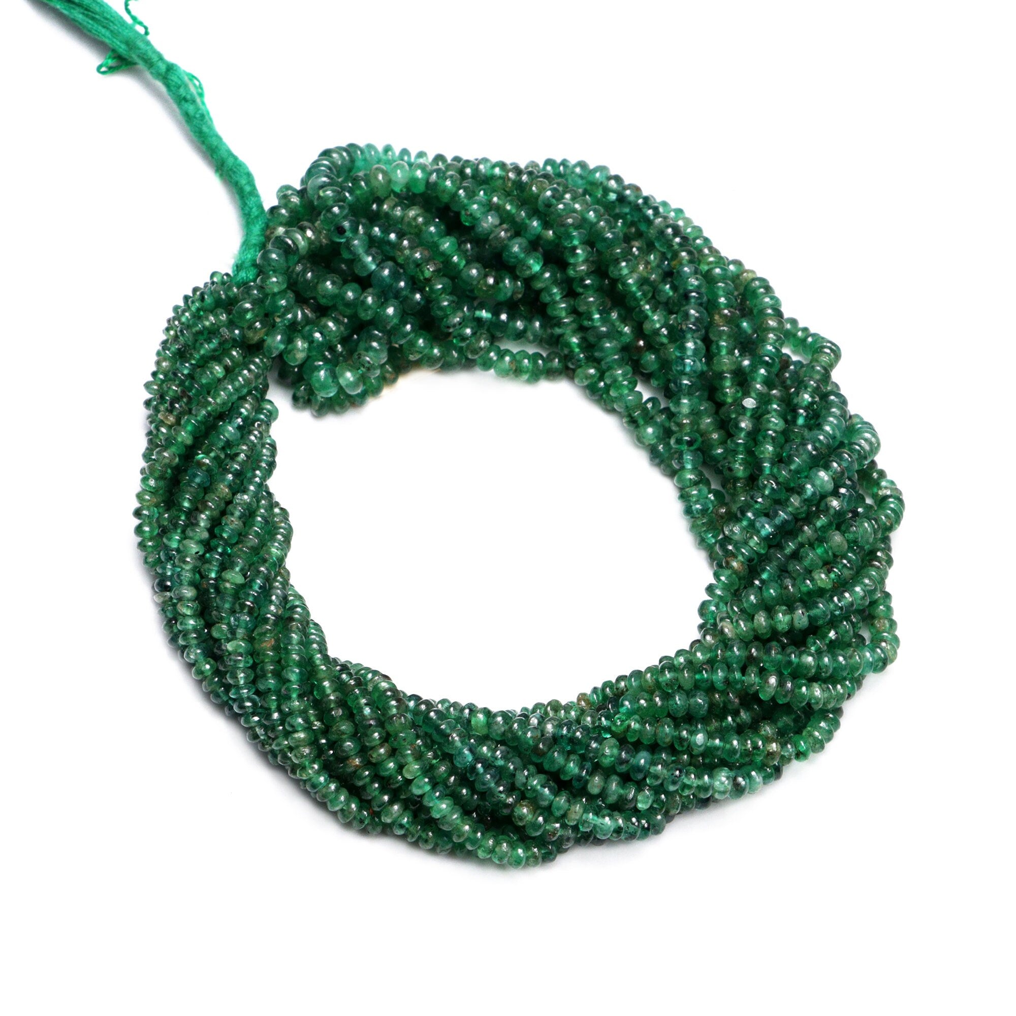 Natural Emerald Smooth Rondelle Beads, Emerald Beads, 2 mm To 3.5 mm Rondelle Beads, Emerald Jewelry Making Beads, 18 Inch Strand, (SKU137)
