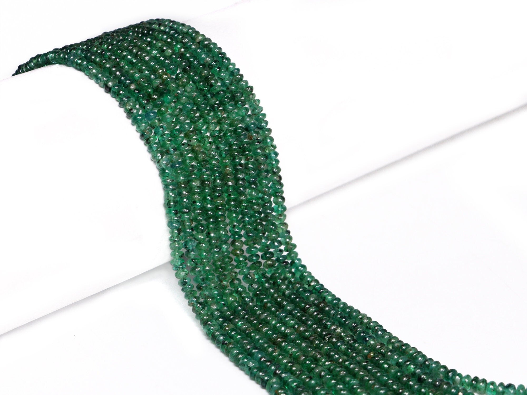 Natural Emerald Smooth Rondelle Beads, Emerald Beads, 2 mm To 3.5 mm Rondelle Beads, Emerald Jewelry Making Beads, 18 Inch Strand, (SKU137)