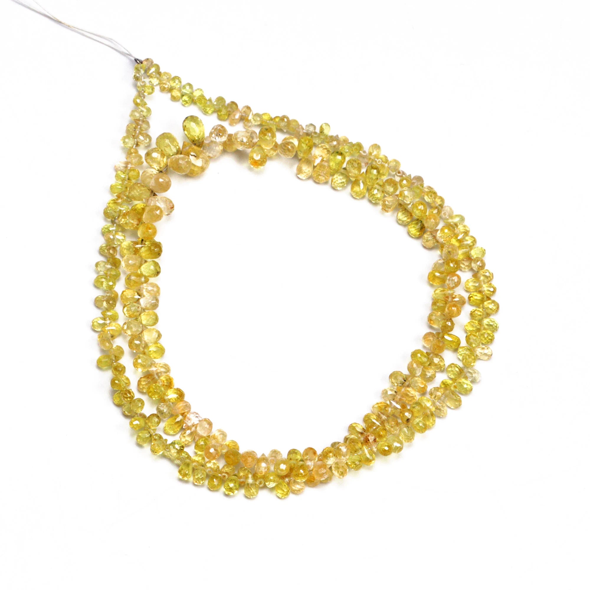Yellow Sapphire Faceted Drops Beads, 2x3 mm To 5x7 mm, Yellow Sapphire Briolette Drops, Sapphire Jewelry Making Gemstone Drops
