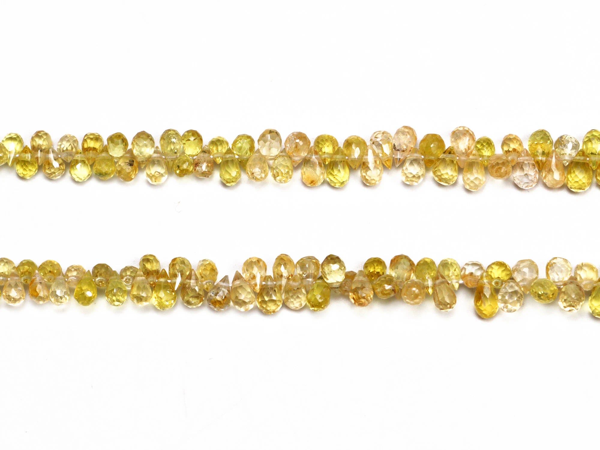 Yellow Sapphire Faceted Drops Beads, 2x3 mm To 5x7 mm, Yellow Sapphire Briolette Drops, Sapphire Jewelry Making Gemstone Drops