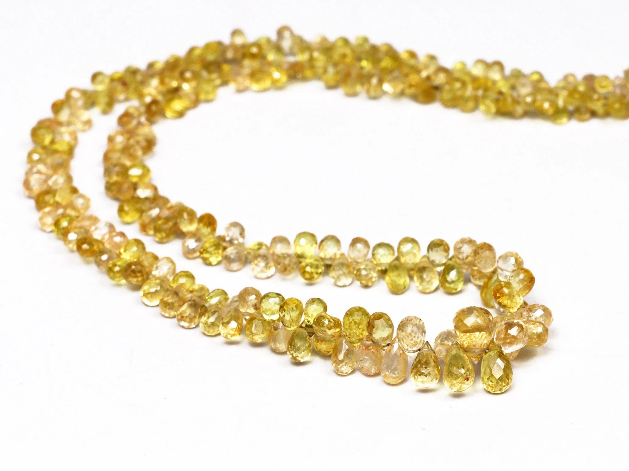 Yellow Sapphire Faceted Drops Beads, 2x3 mm To 5x7 mm, Yellow Sapphire Briolette Drops, Sapphire Jewelry Making Gemstone Drops