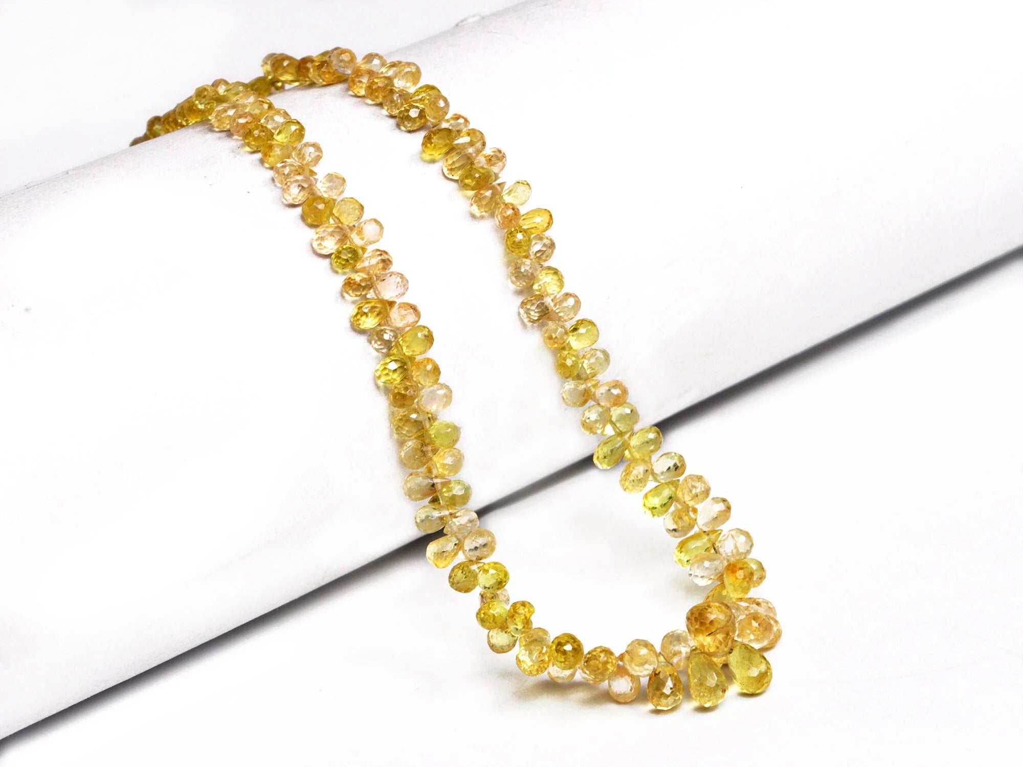 Yellow Sapphire Faceted Drops Beads, 2x3 mm To 5x7 mm, Yellow Sapphire Briolette Drops, Sapphire Jewelry Making Gemstone Drops
