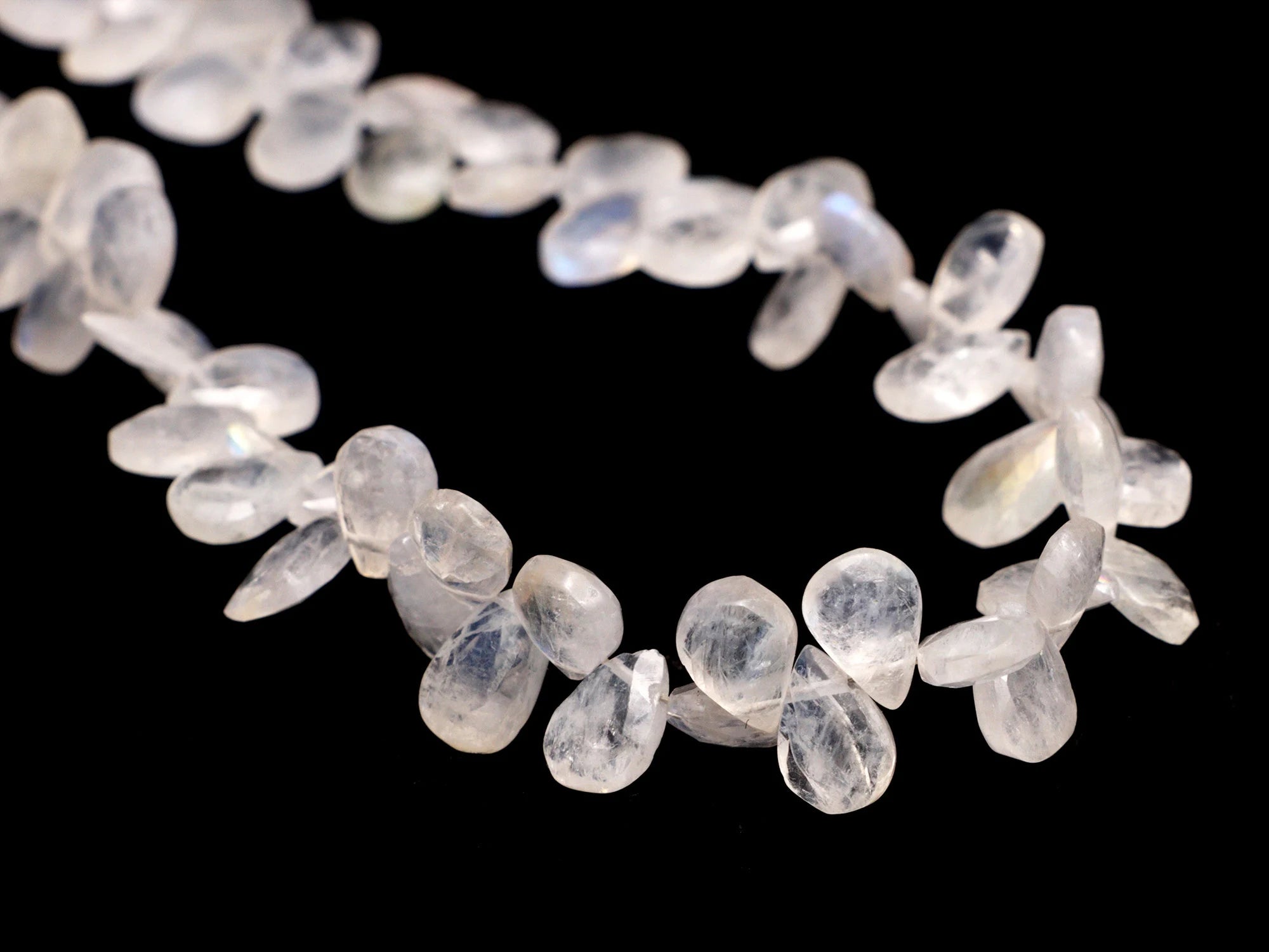 Natural Rainbow Moonstone Faceted Pears Beads, 8 Inch Strand, (SKU070)