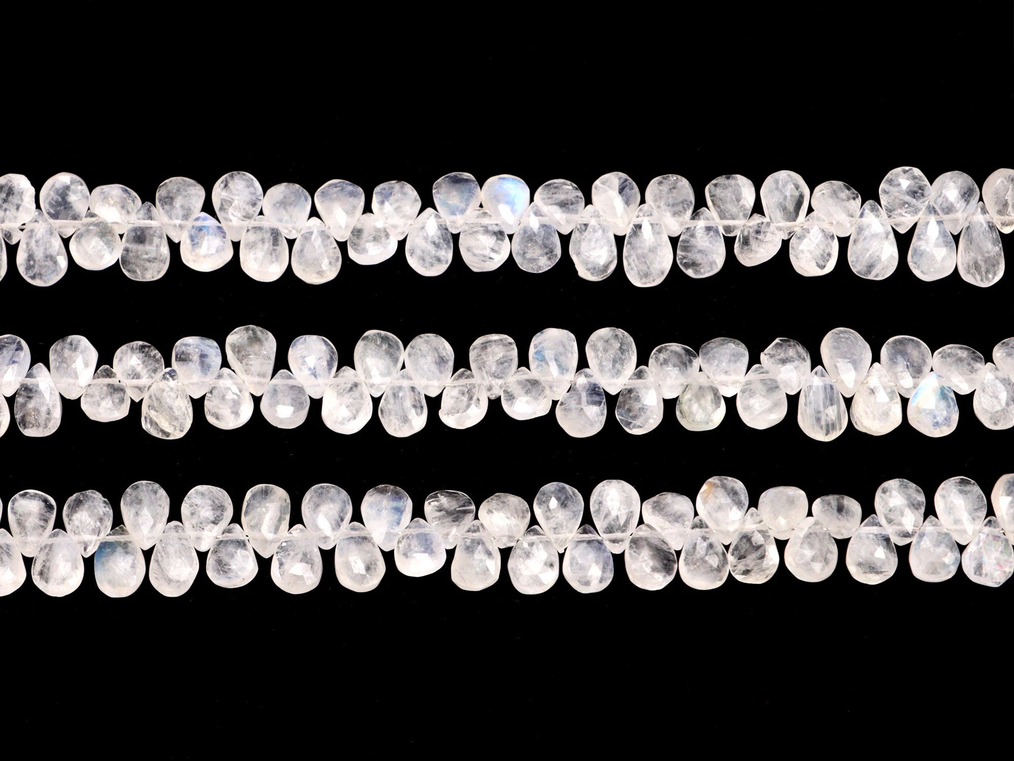 Natural Rainbow Moonstone Faceted Pears Beads, 8 Inch Strand, (SKU070)