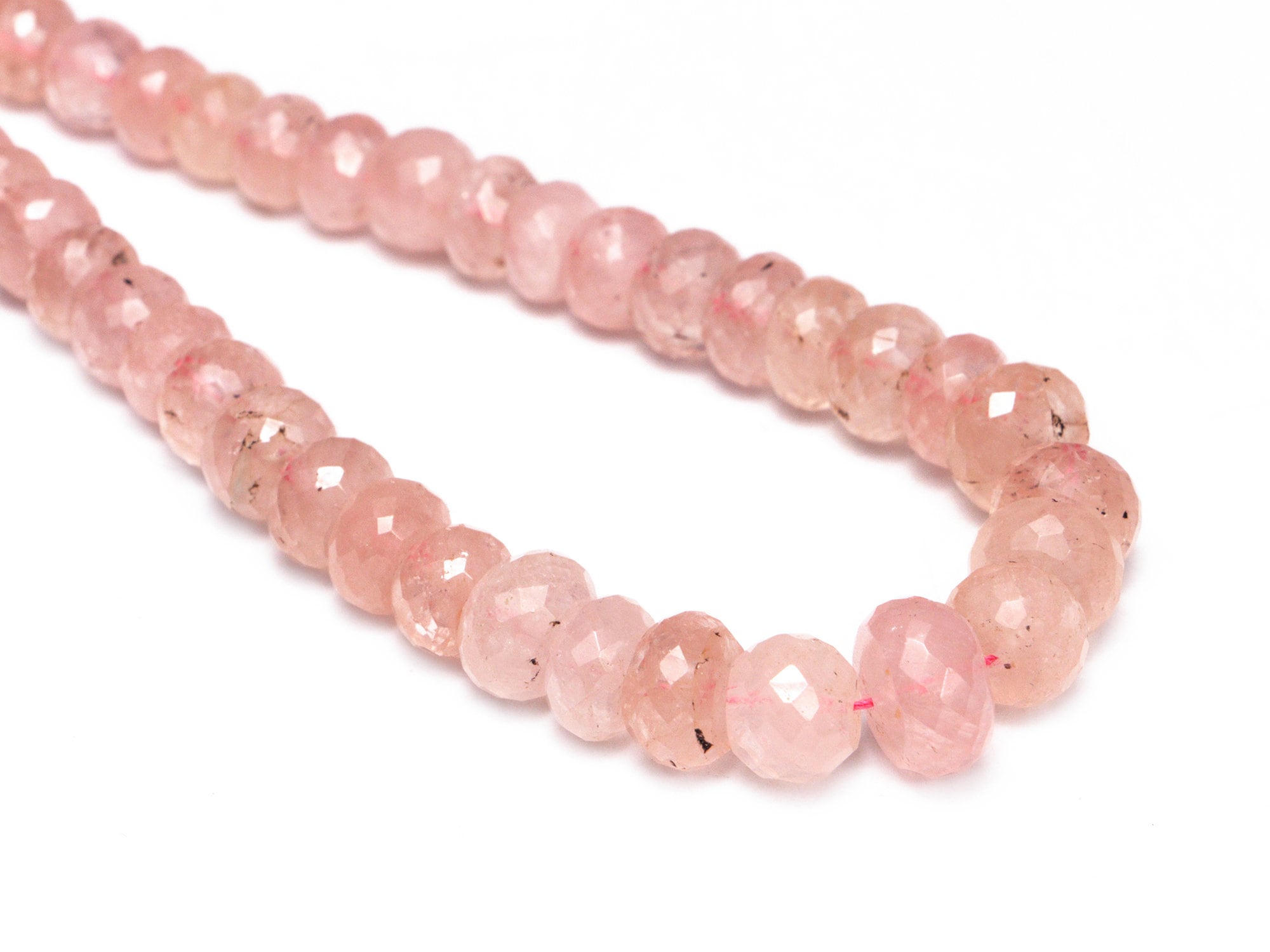 Natural Peach Morganite Faceted Rondelle Beads, Morganite Rondelle Beads, Peach Morganite Jewelry Making Gemstone Beads, 16 Inch