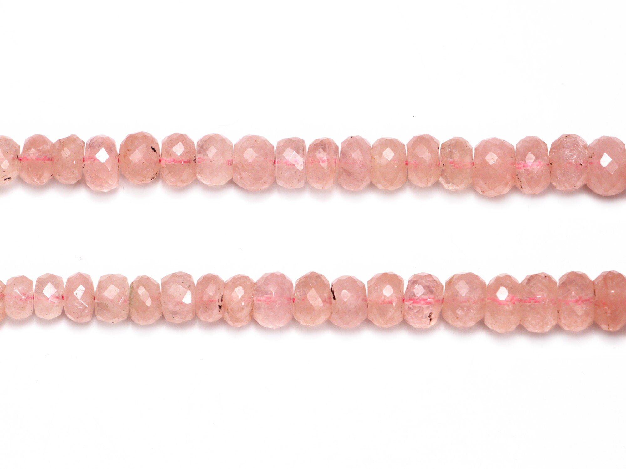 Natural Peach Morganite Faceted Rondelle Beads, Morganite Rondelle Beads, Peach Morganite Jewelry Making Gemstone Beads, 16 Inch