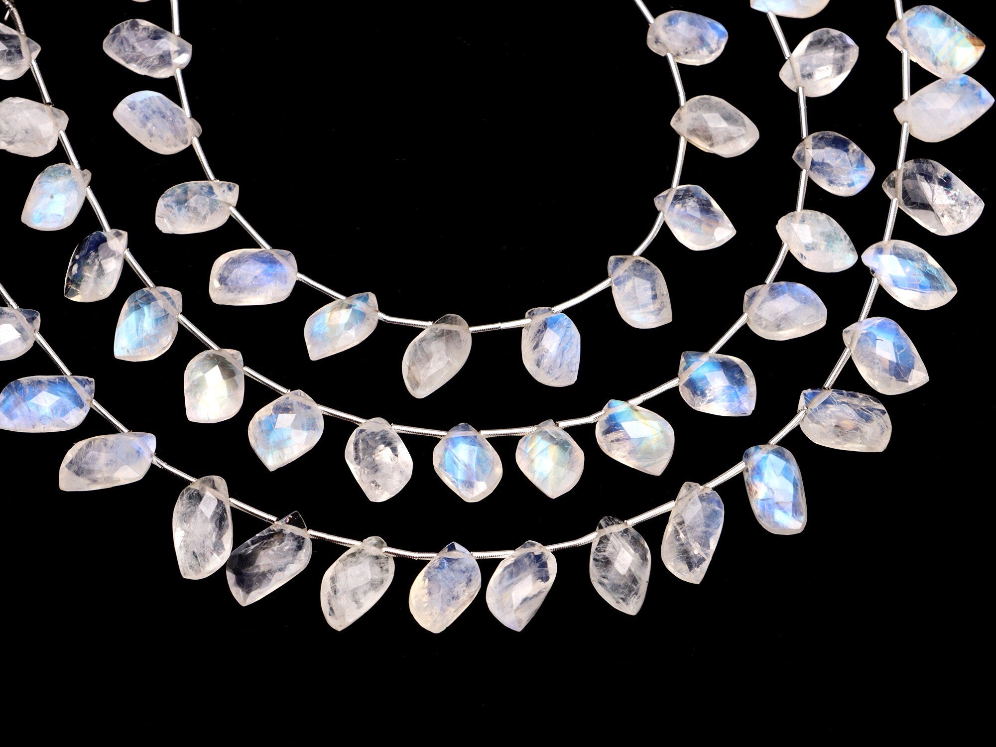 Natural Rainbow Moonstone Beads, Faceted Leaf Shape Gemstone Beads, Moonstone Jewelry, (SKU060)