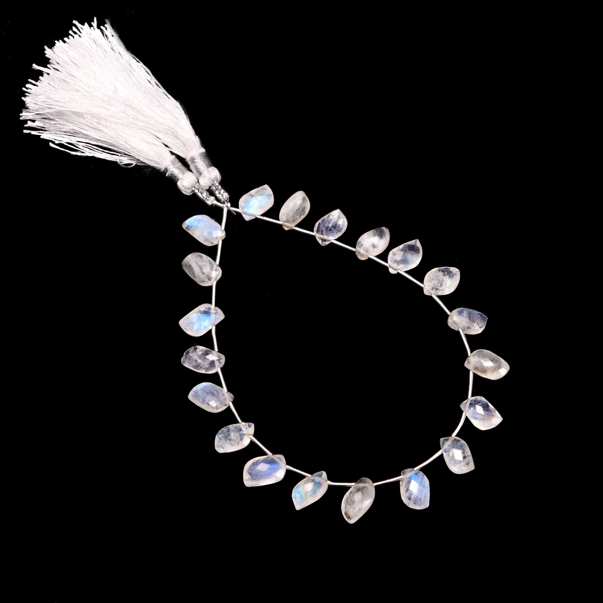 Natural Rainbow Moonstone Beads, Faceted Leaf Shape Gemstone Beads, Moonstone Jewelry, (SKU060)