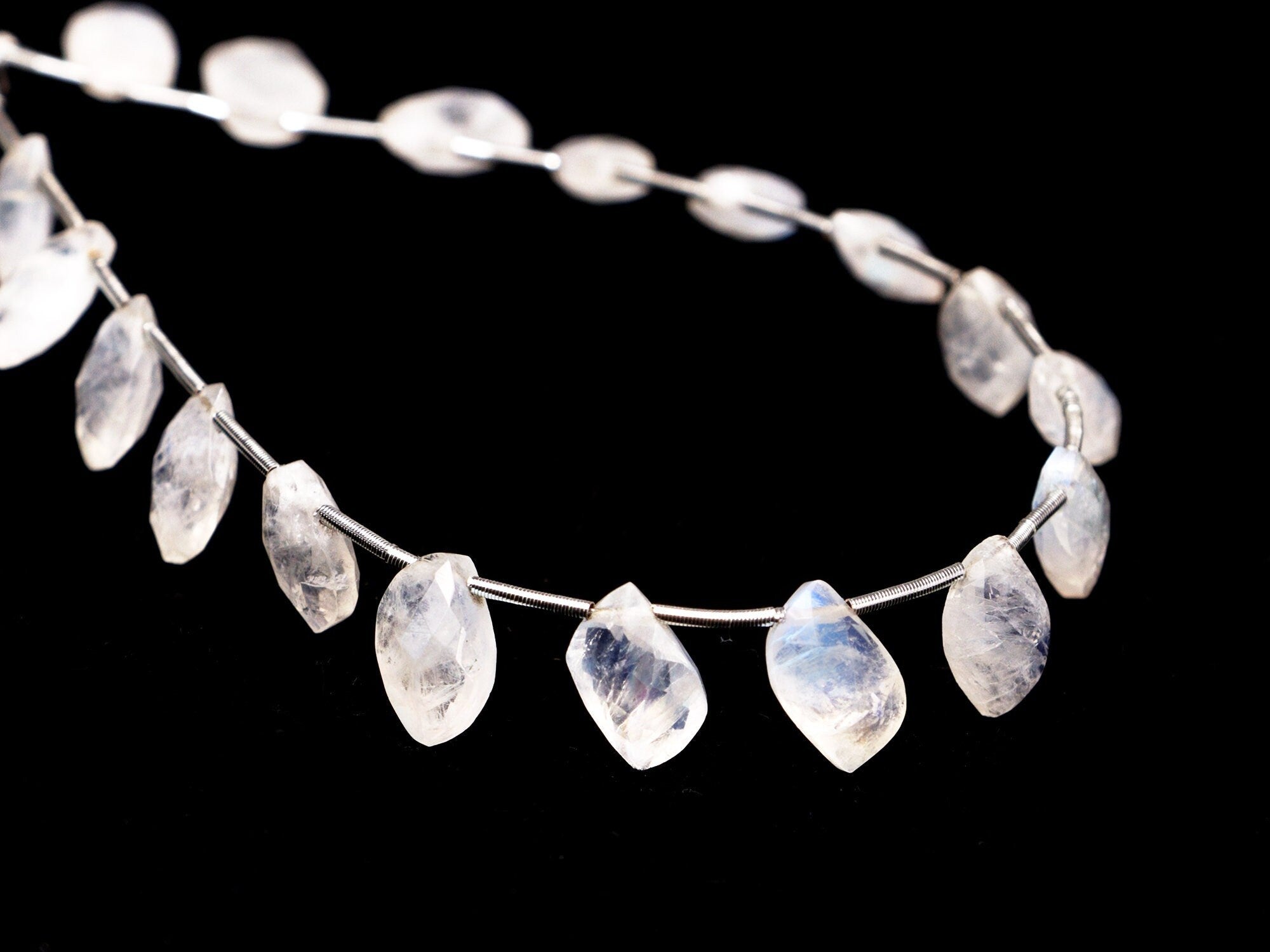 Natural Rainbow Moonstone Beads, Faceted Leaf Shape Gemstone Beads, Moonstone Jewelry, (SKU060)