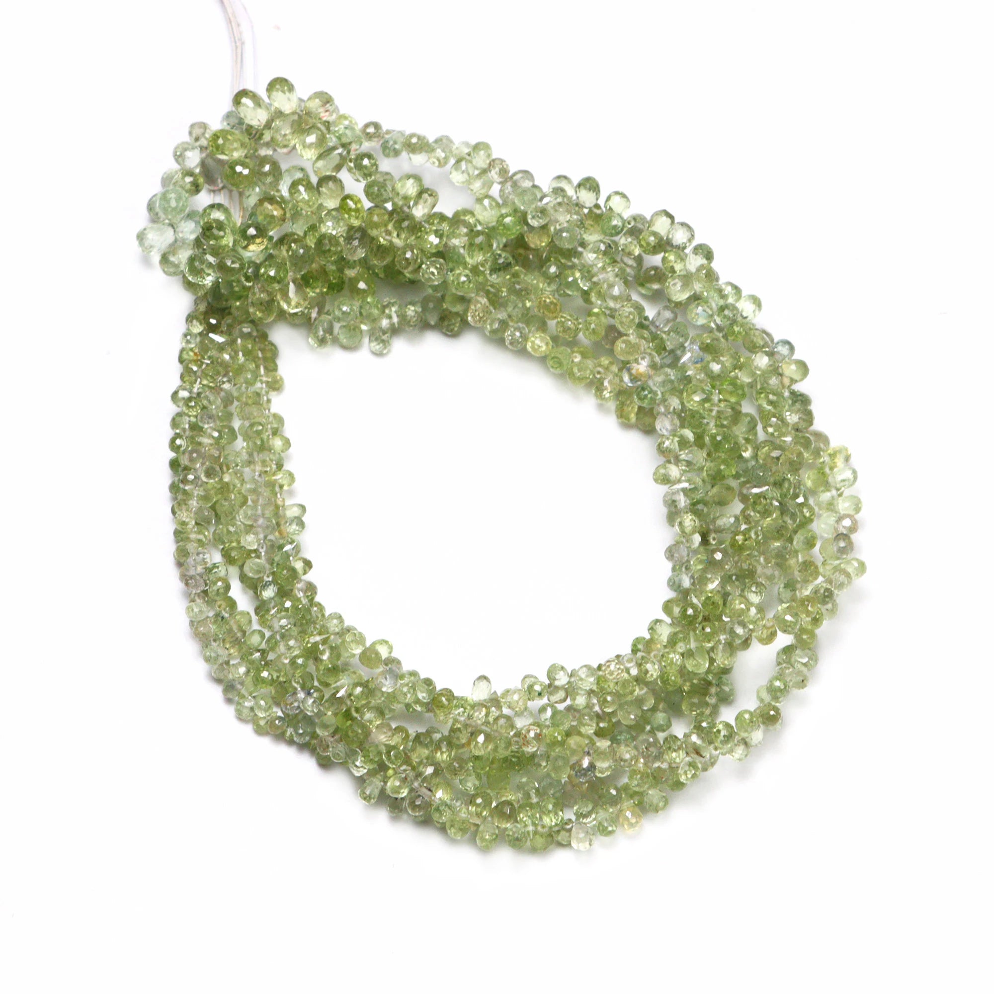 Green Sapphire Faceted Drops Beads, 2x3 mm To 3.5x5.5 mm, Green Sapphire Briolette Drops, Sapphire Jewelry Making Gemstone Beads (SKU 2139)
