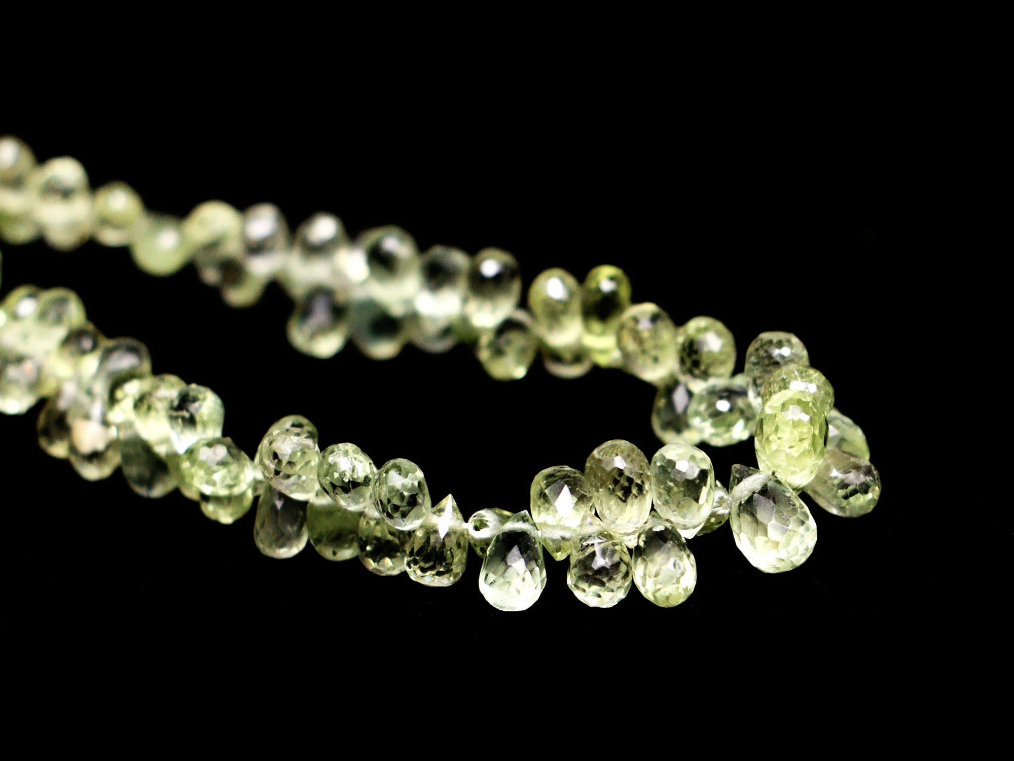 Green Sapphire Faceted Drops Beads, 2x3 mm To 3.5x5.5 mm, Green Sapphire Briolette Drops, Sapphire Jewelry Making Gemstone Beads (SKU 2139)