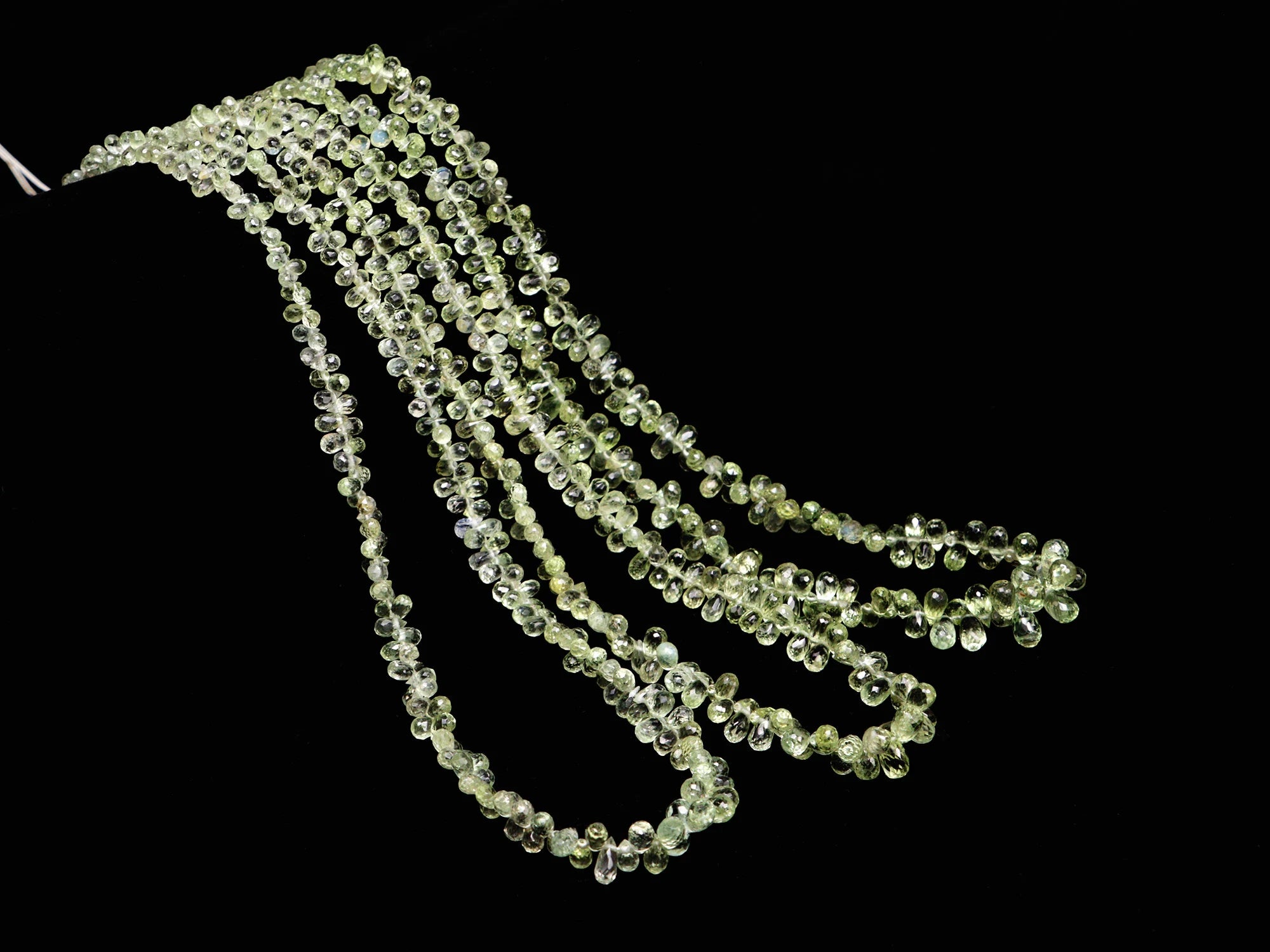 Green Sapphire Faceted Drops Beads, 2x3 mm To 3.5x5.5 mm, Green Sapphire Briolette Drops, Sapphire Jewelry Making Gemstone Beads (SKU 2139)