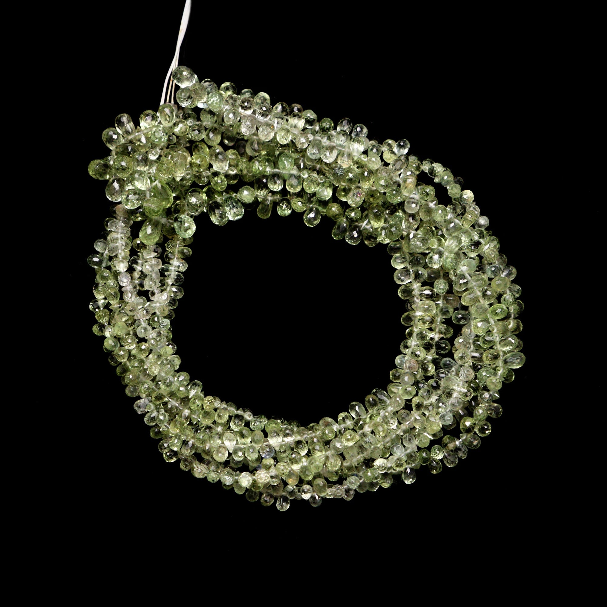 Green Sapphire Faceted Drops Beads, 2x3 mm To 3.5x5.5 mm, Green Sapphire Briolette Drops, Sapphire Jewelry Making Gemstone Beads (SKU 2139)