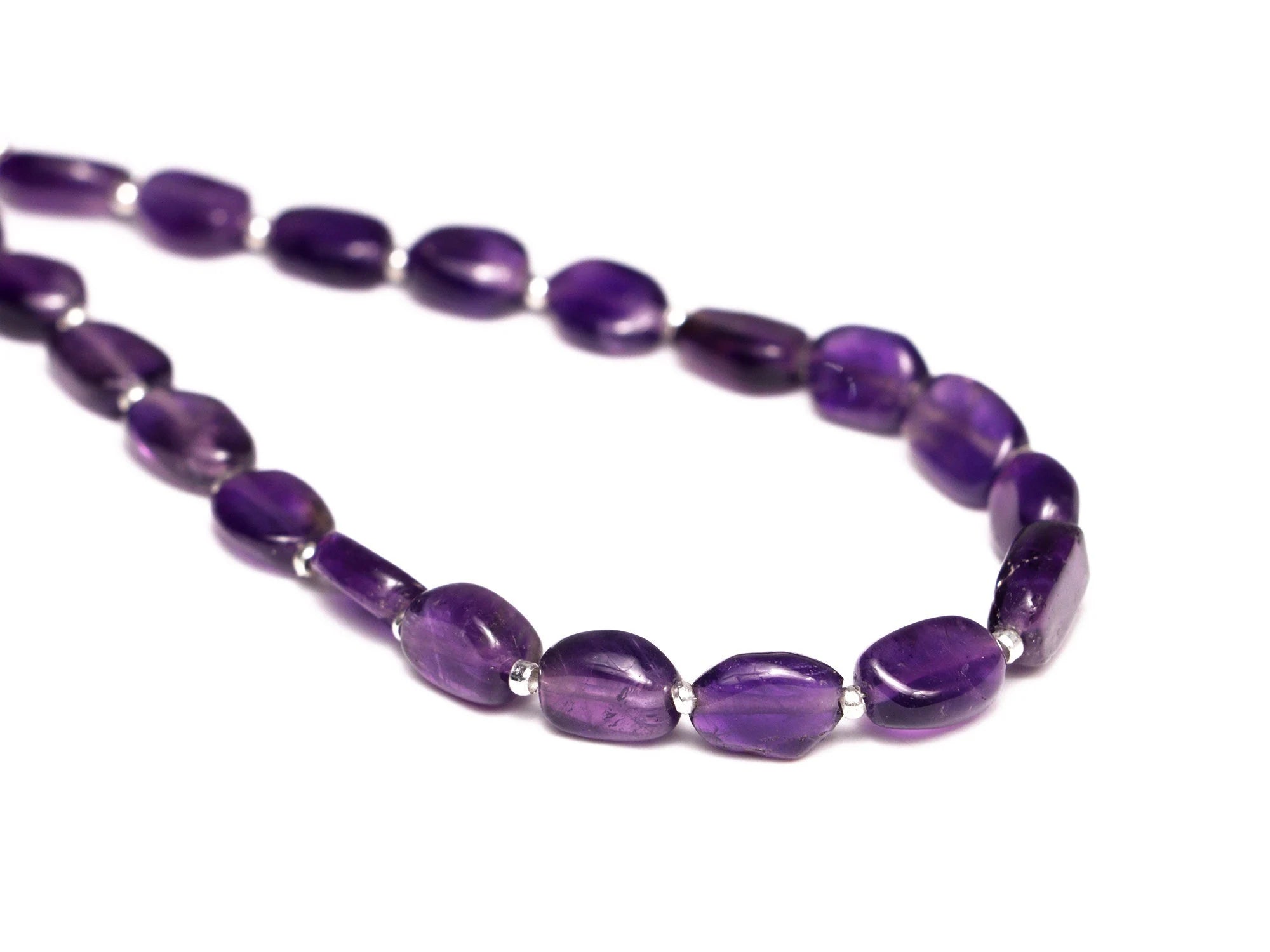 8 Inches Amethyst Natural Smooth Oval Beads, Purple Amethyst Oval Beads, Amethyst Oval Nuggets, Amethyst Jewelry Making Gemstone, (SKU037)
