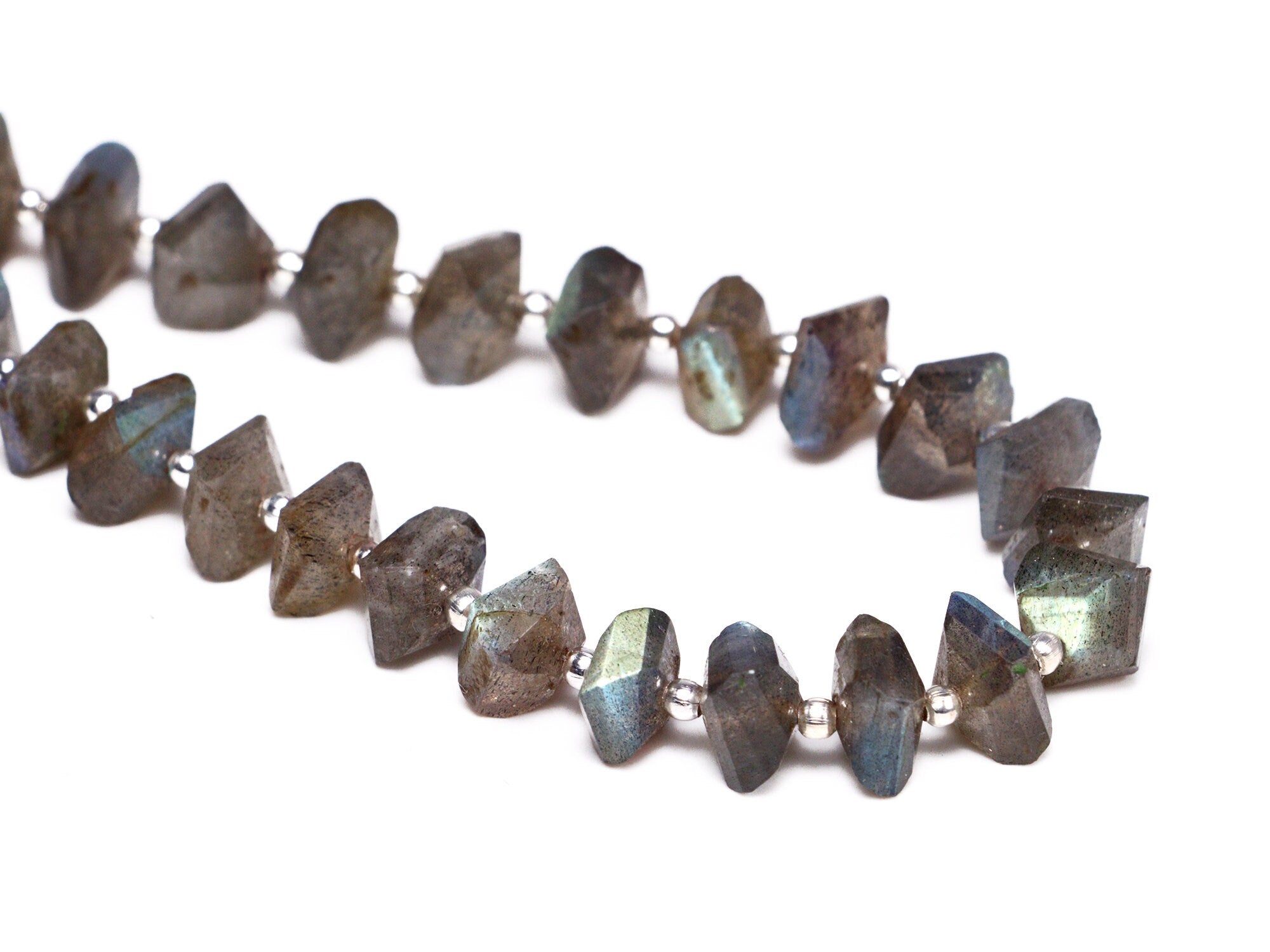 Natural Labradorite Faceted Twisted Beads, Labradorite Twisted Beads, Black Labradorite Jewelry Gemstone Beads, 8 Inch Strand, SKU 143
