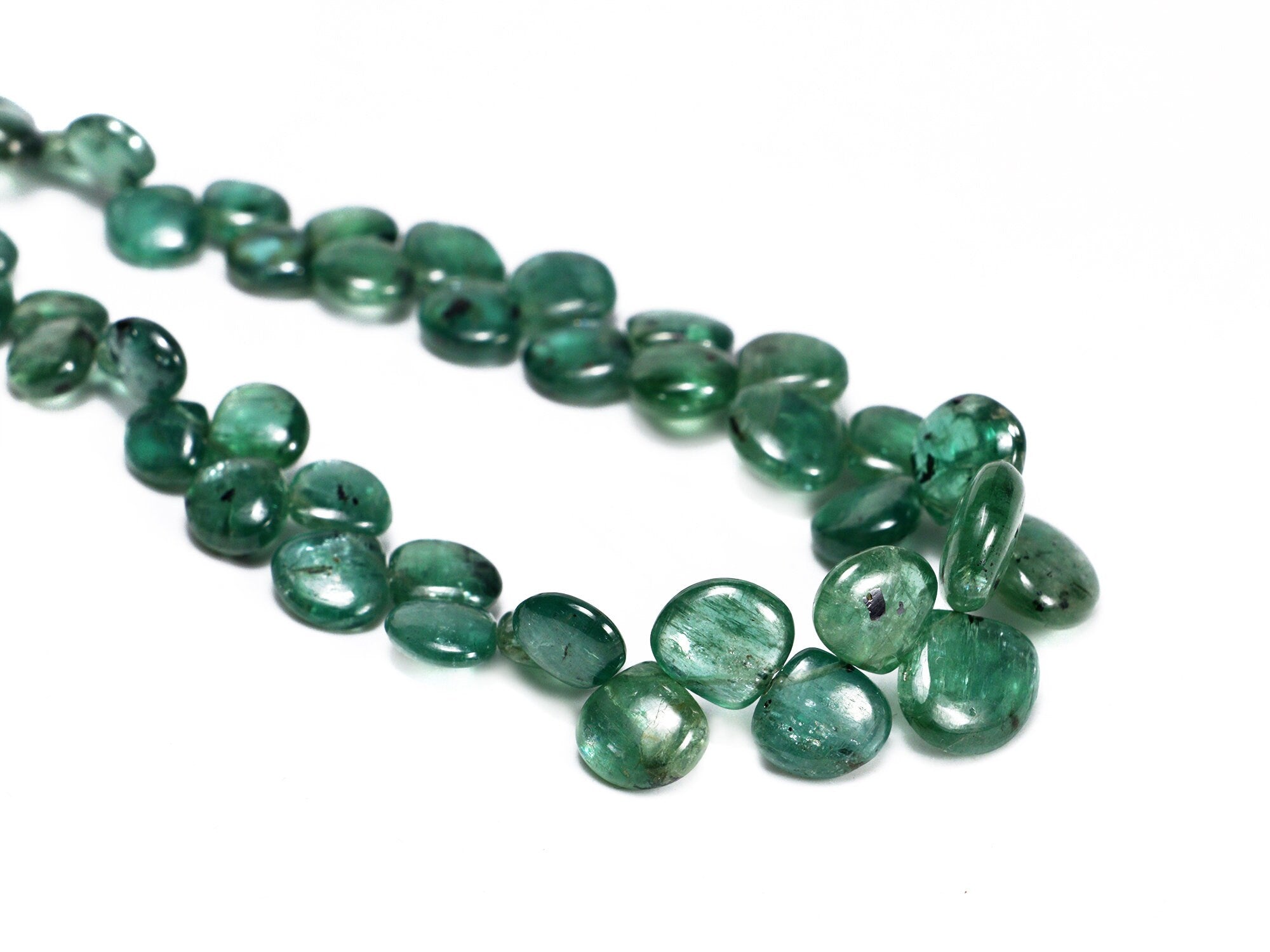 Natural Green Kyanite Smooth Pear Cut Beads, 6x7 To 11x12 mm
