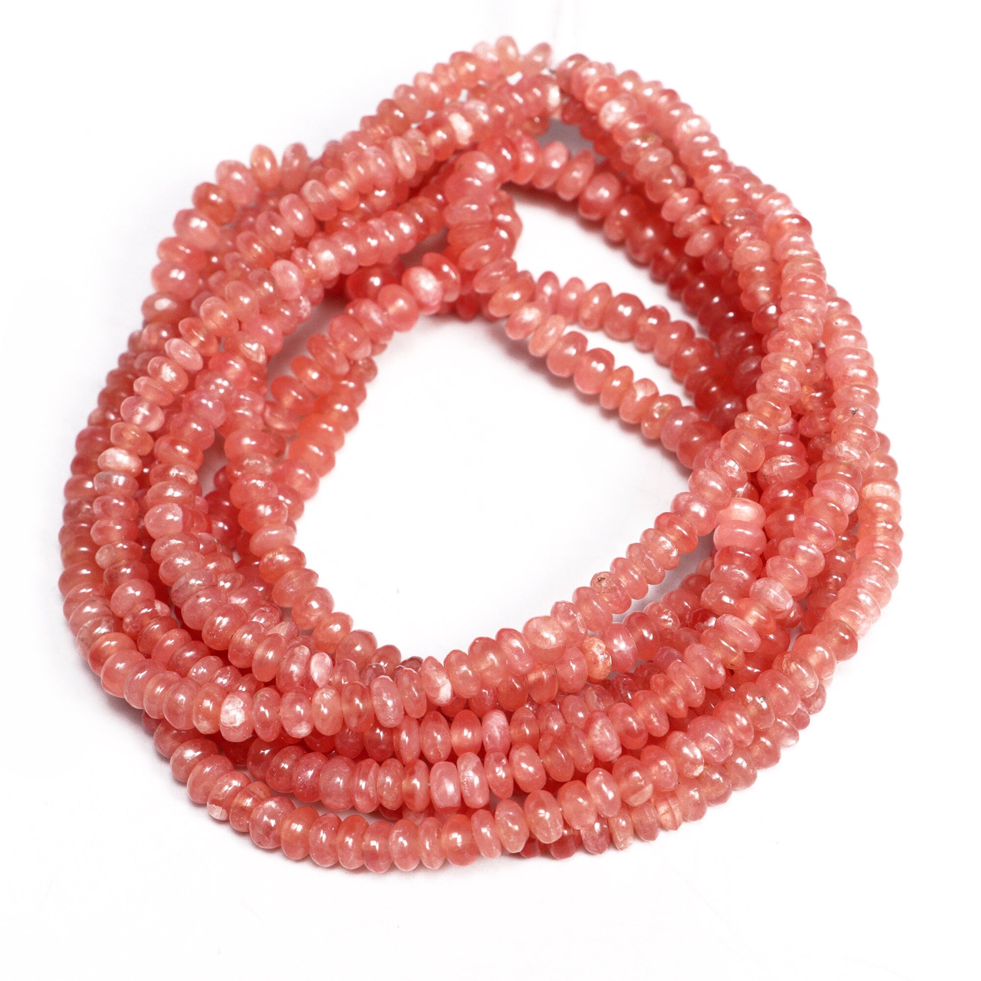 Natural Rhodochrosite Smooth Rondelle Beads, SKU2158