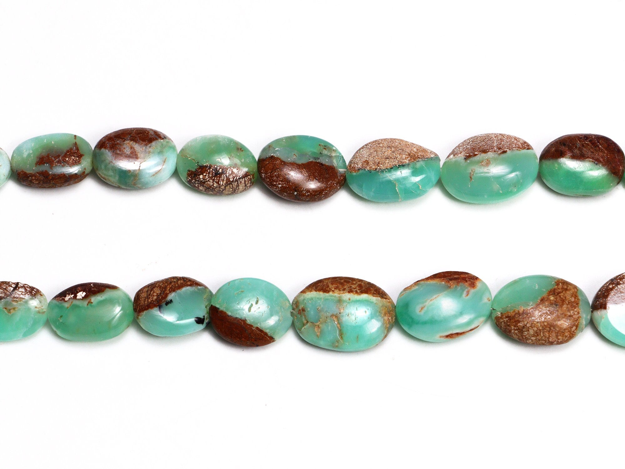 AA Quality Bi-Color Green Opal Smooth Tumble Beads, 8x10 To 15.5x21 mm, SKU2165