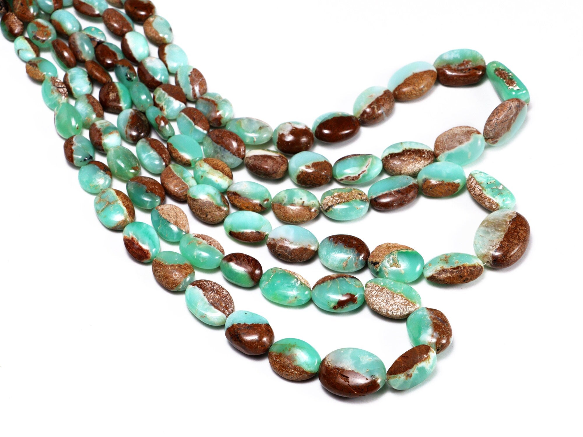 AA Quality Bi-Color Green Opal Smooth Tumble Beads, 8x10 To 15.5x21 mm, SKU2165
