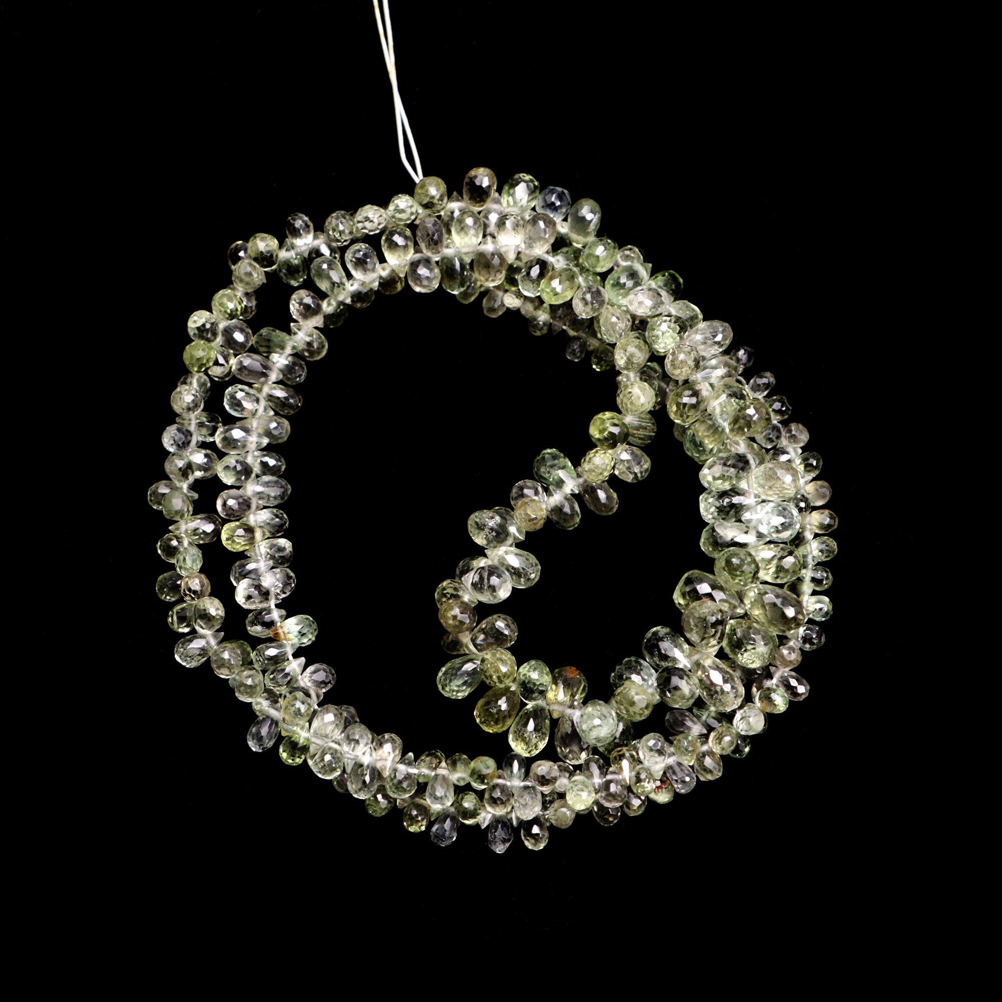 Light Green Sapphire Faceted Drops Beads, 2x3 mm To 5.5x8.5 mm, Green Sapphire Teardrops, Green Sapphire Jewelry Making Gemstone