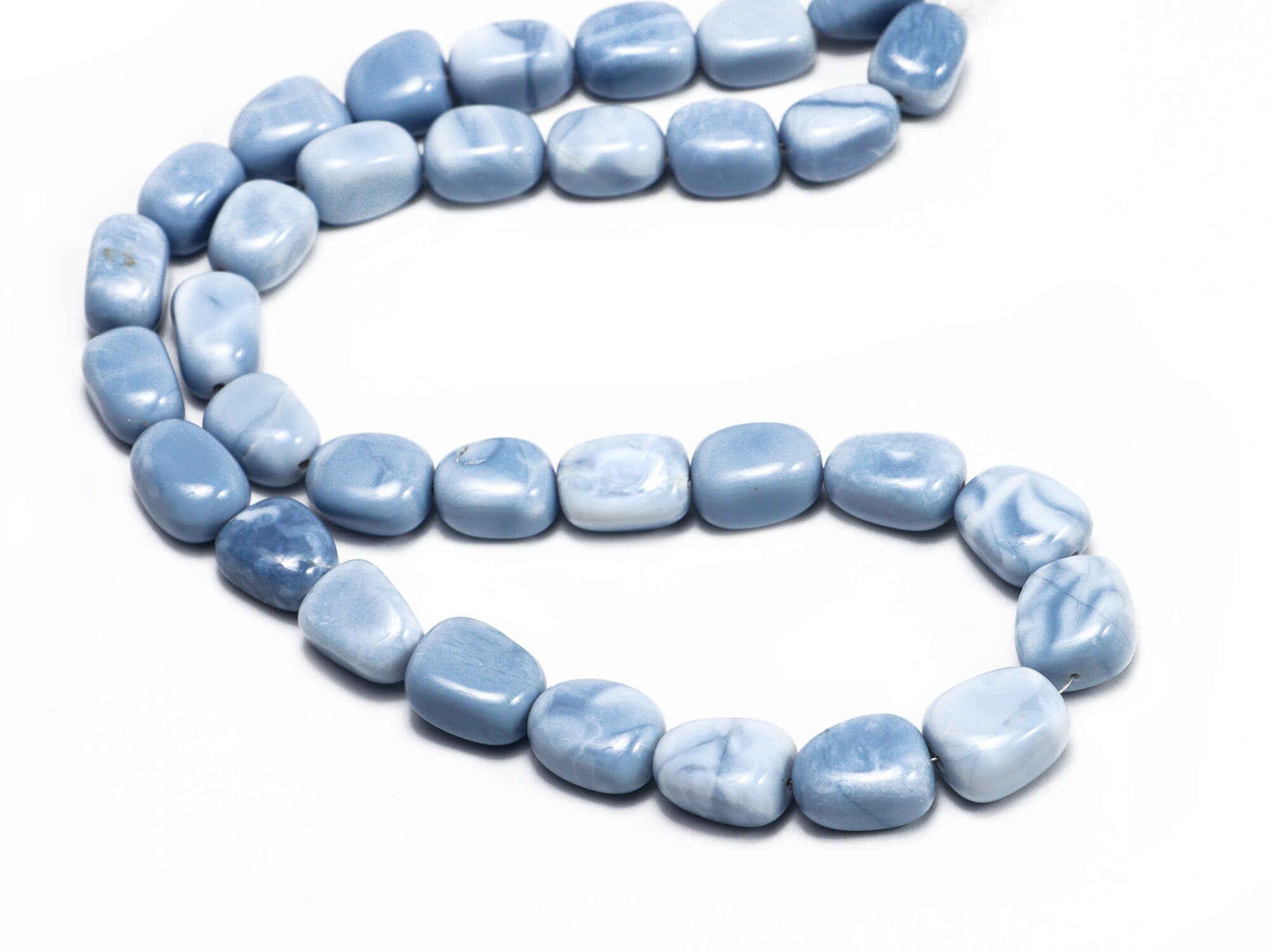 Natural Blue Opal Smooth Nuggets Beads, 9x13 mm To 12x15 mm, Blue Opal Tumble Beads, Blue Opal Jewelry Making Gemstone Beads