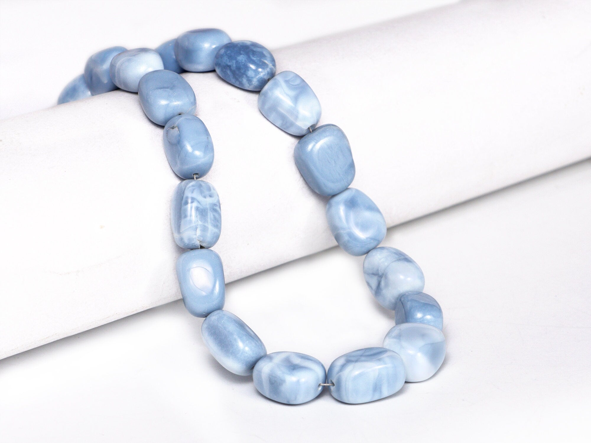 Natural Blue Opal Smooth Nuggets Beads, 9x13 mm To 12x15 mm, Blue Opal Tumble Beads, Blue Opal Jewelry Making Gemstone Beads