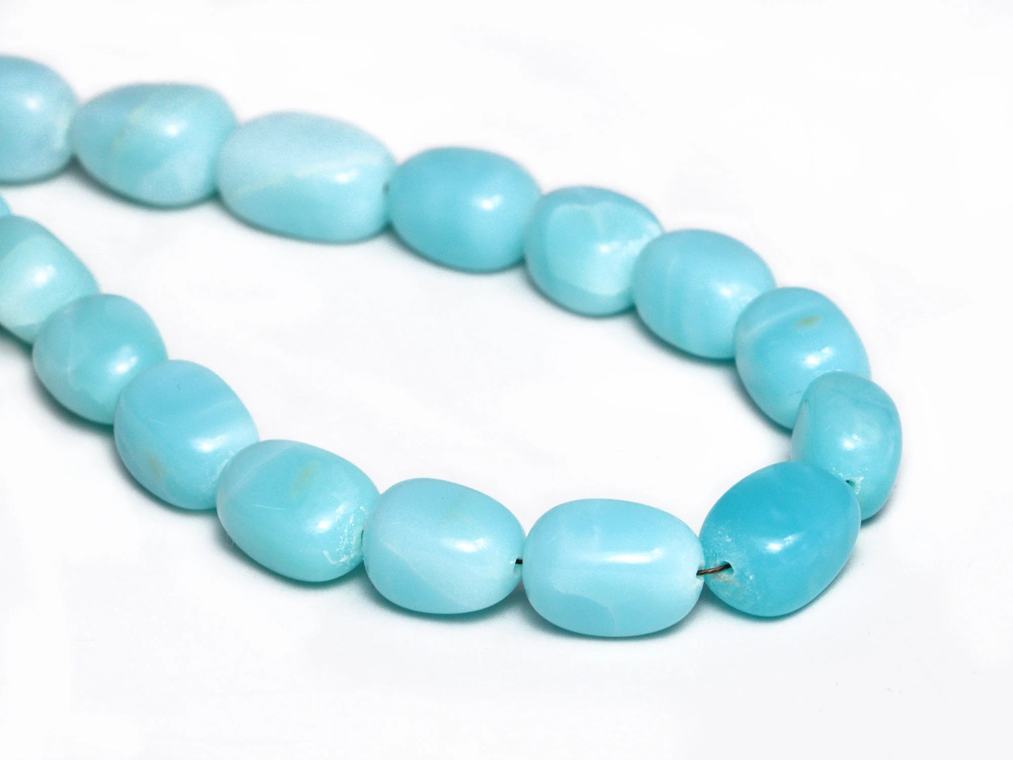 Blue Opal Smooth Nuggets Beads, 8.5x12.5 mm To 9.5x14.5 mm, Blue Opal Tumble, Blue Opal Jewelry Making Gemstone Beads, 18 Inches