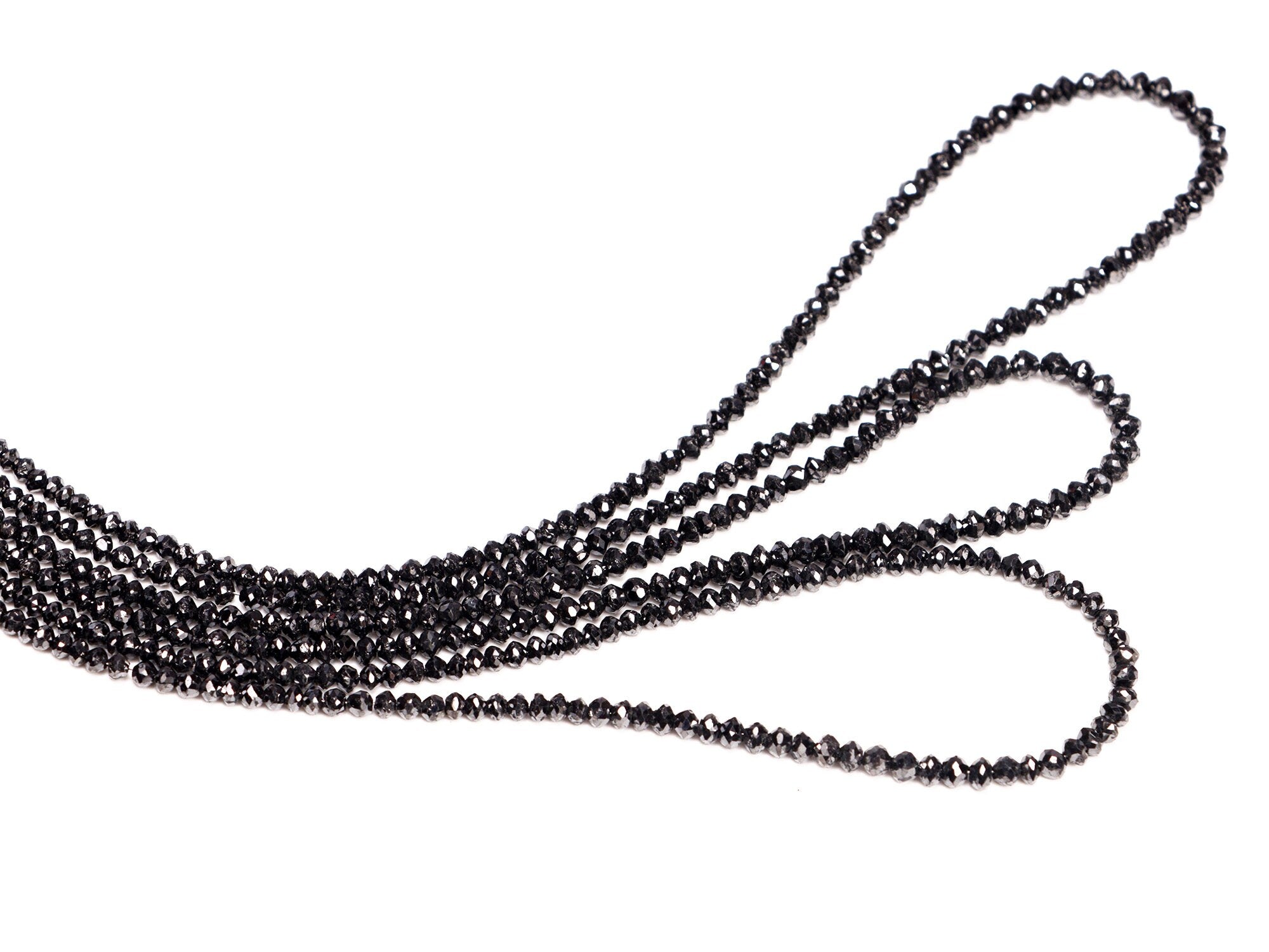 Natural Black Diamond Faceted Rondelle Beads, 2.5 To 3.5 mm, Black Diamond Beads, Diamond Jewelry Making Gemstone Beads, 16 Inches, SKU 080