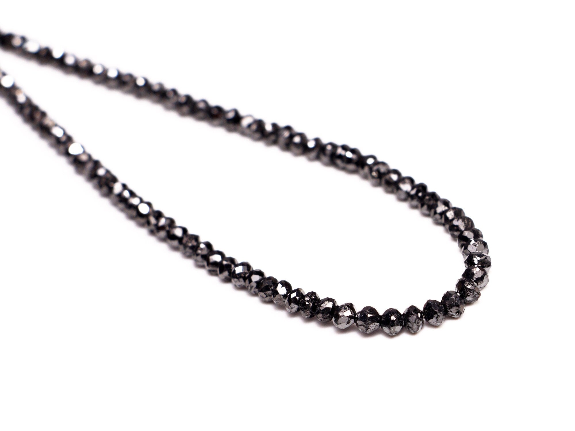 Natural Black Diamond Faceted Rondelle Beads, 2.5 To 3.5 mm, Black Diamond Beads, Diamond Jewelry Making Gemstone Beads, 16 Inches, SKU 080