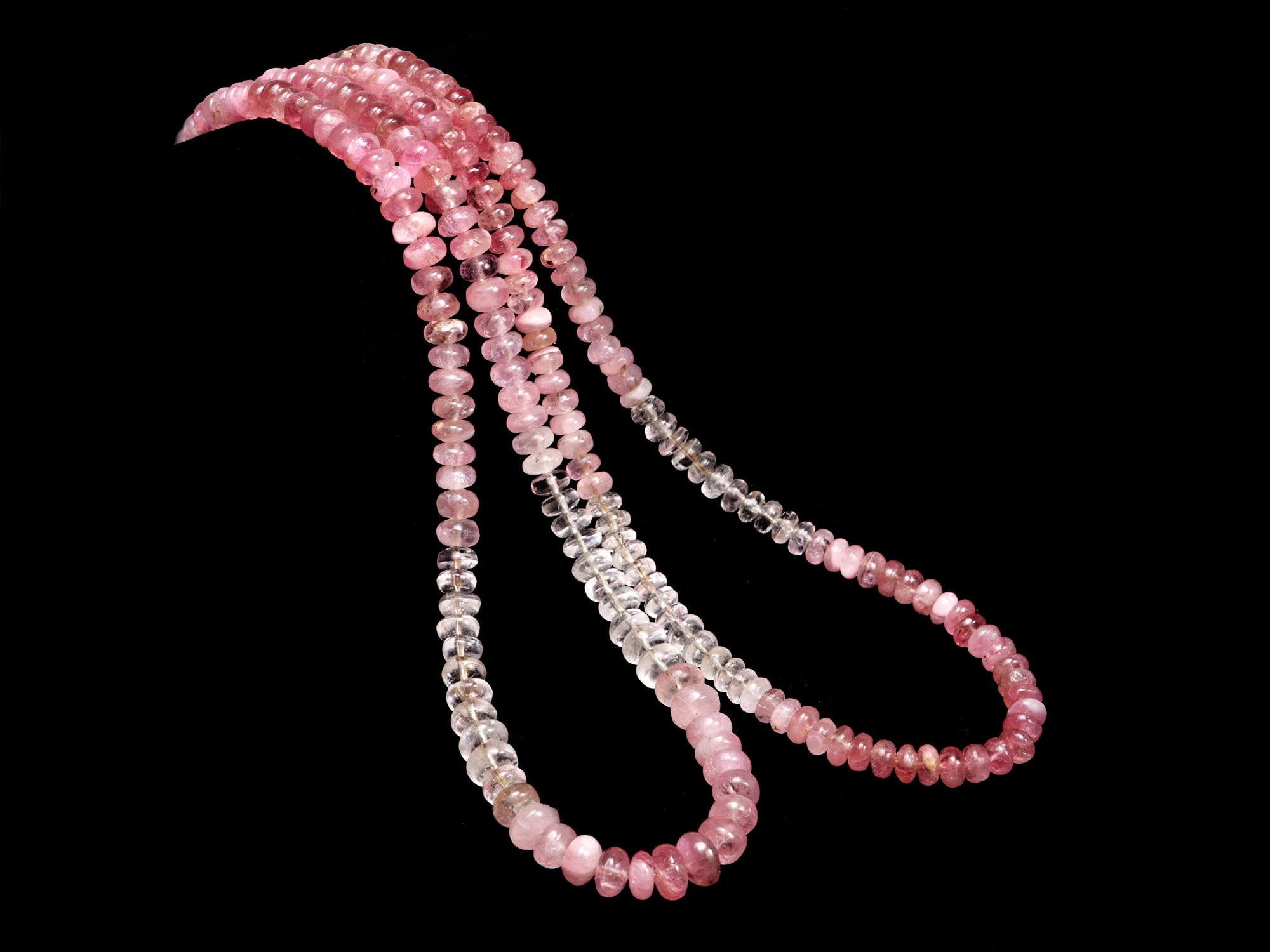 Afghani Pink Tourmaline Smooth Rondelle Shaded Beads, SKU2179