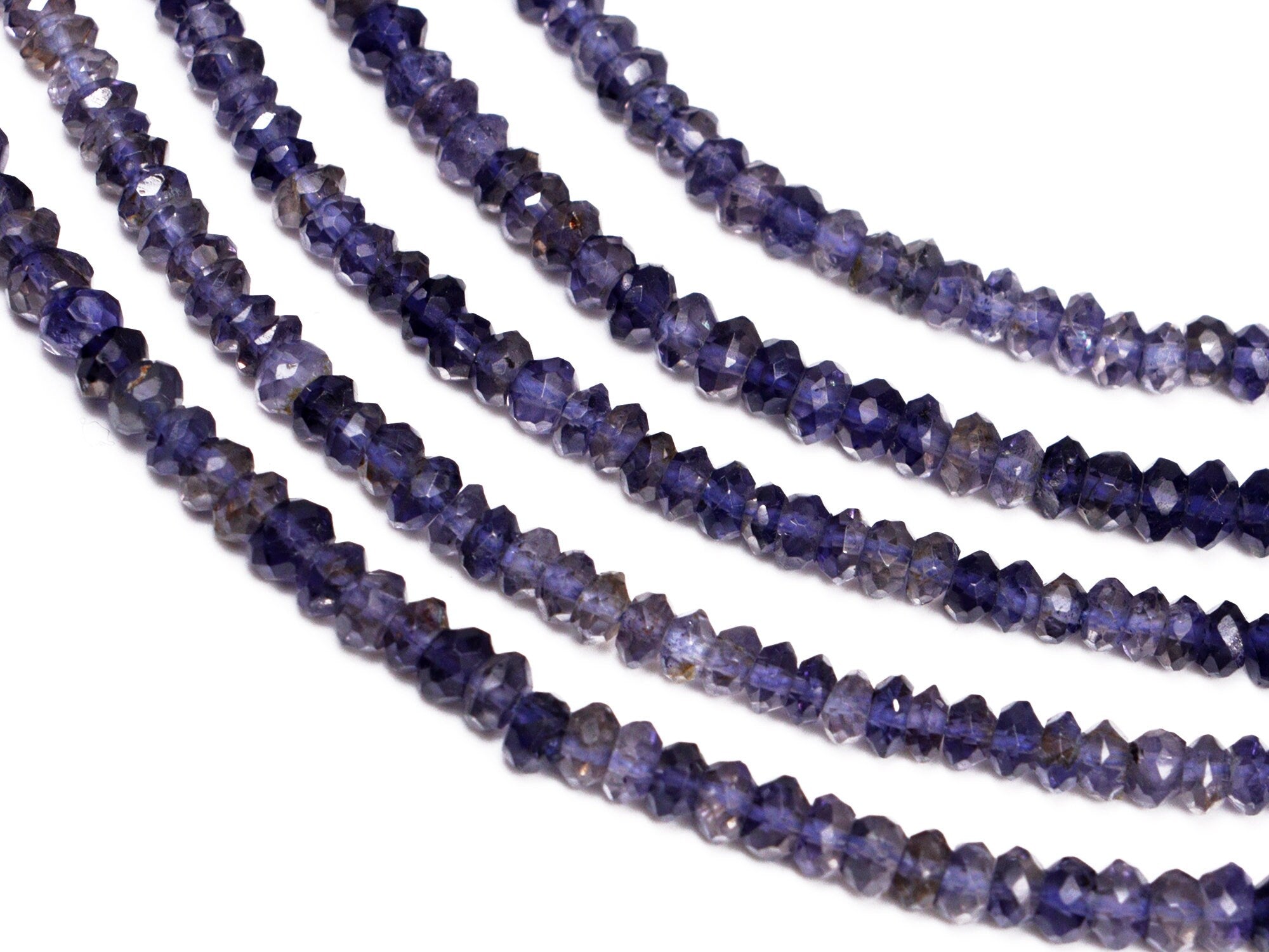 Iolite Faceted Rondelle Beads, 3.5 mm To 4.5 mm, Iolite Faceted Beads, Iolite Beads, Blue Iolite Jewelry Making Gemstone Beads