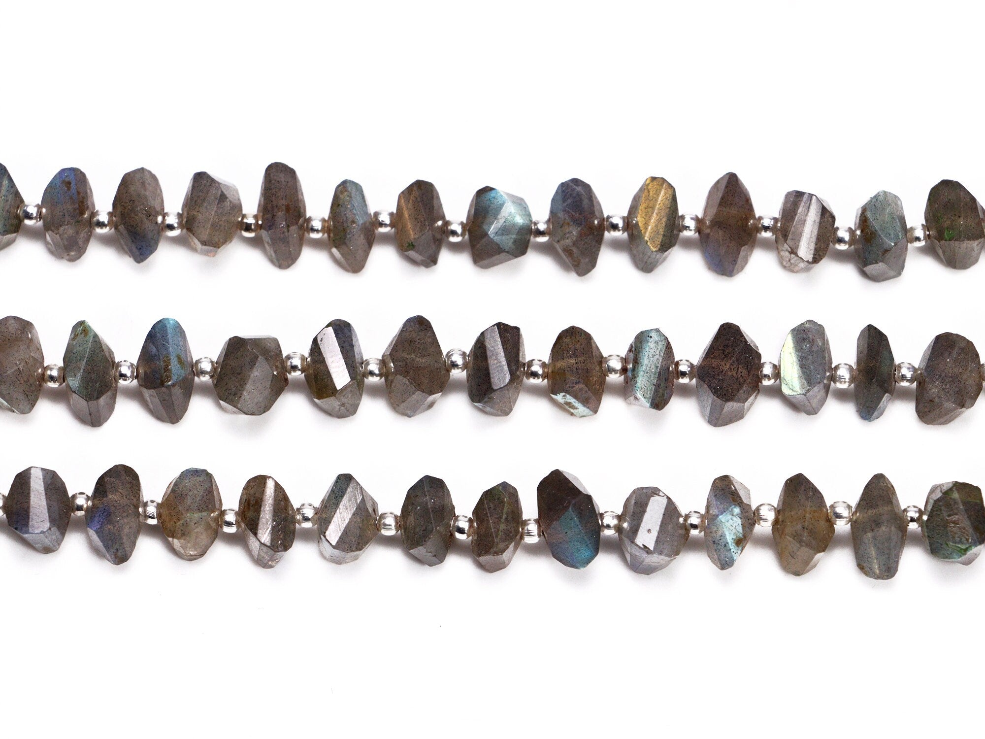 Natural Labradorite Faceted Twisted Beads, Labradorite Twisted Beads, Black Labradorite Jewelry Gemstone Beads, 8 Inch Strand, SKU 143