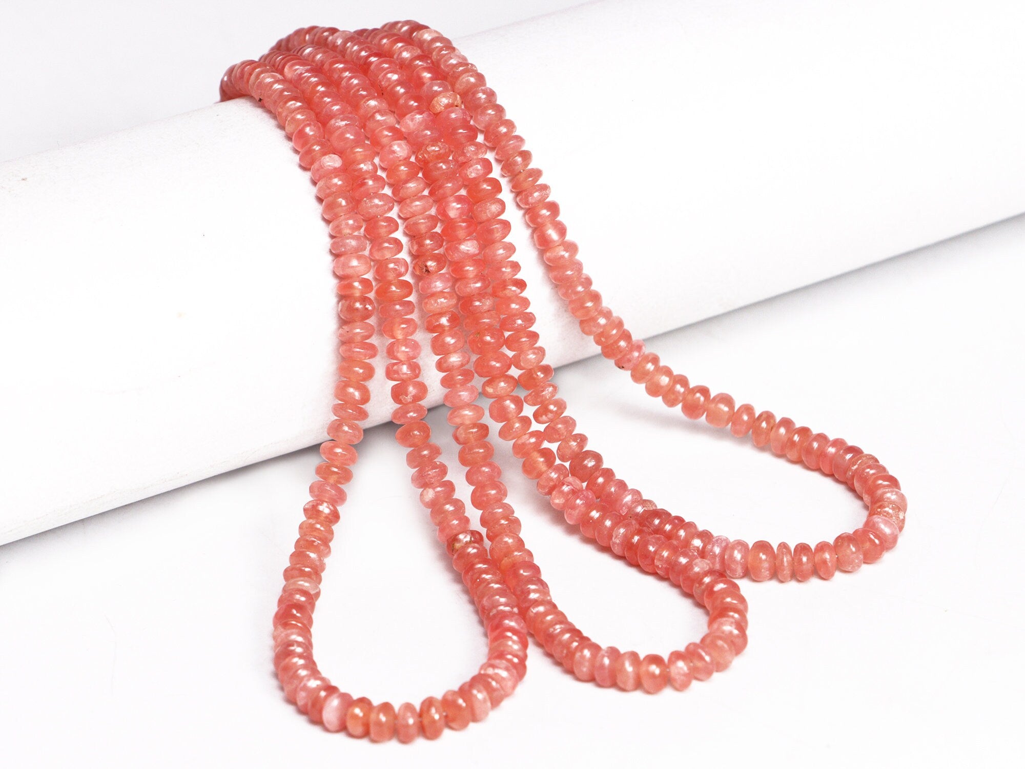 Natural Rhodochrosite Smooth Rondelle Beads, SKU2158